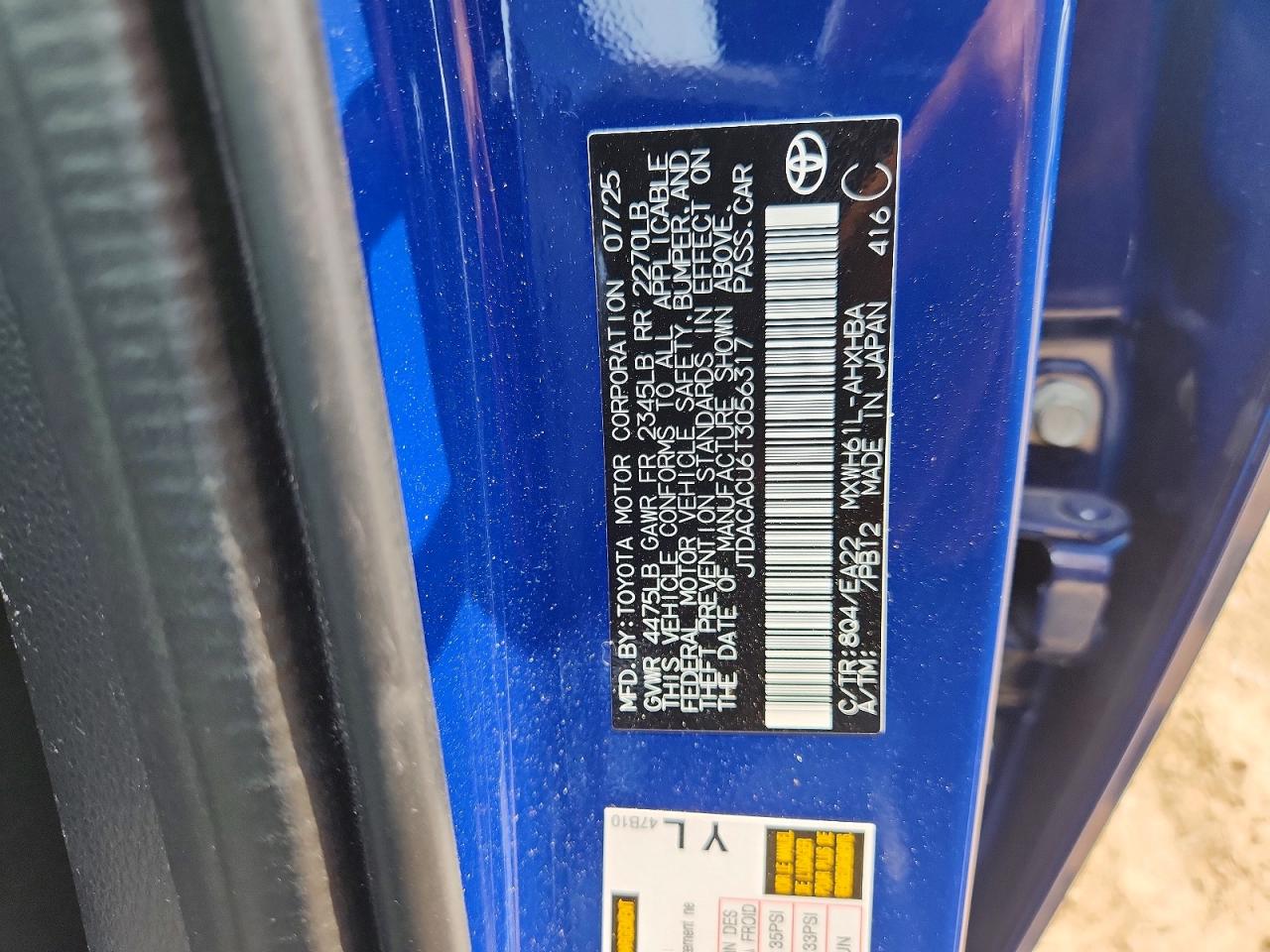 2026 Toyota Prius Plug-in Hybrid Xse Premium Blue vin: JTDACACU6T3056317