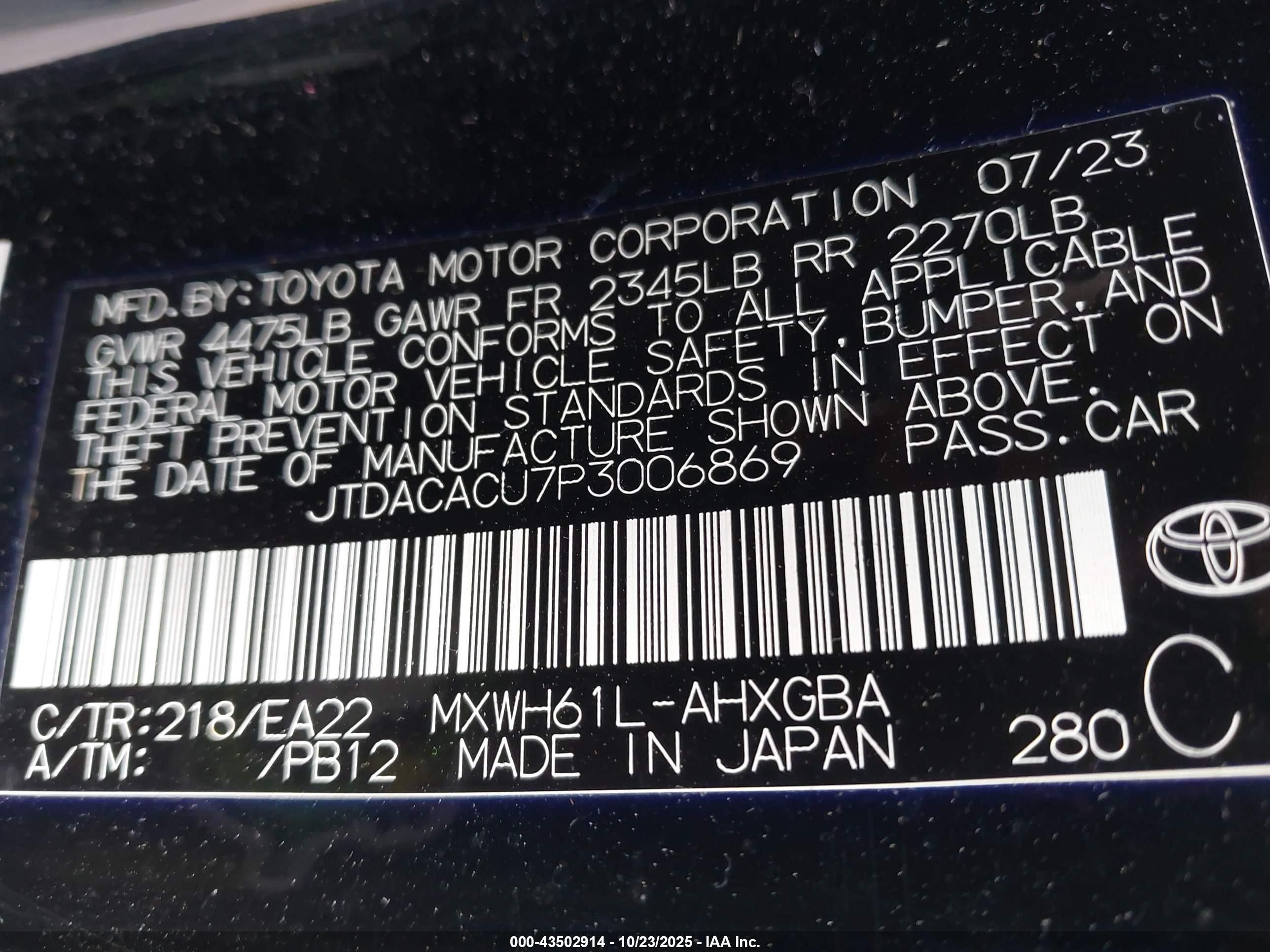 2023 Toyota Prius Prime Xse Black vin: JTDACACU7P3006869
