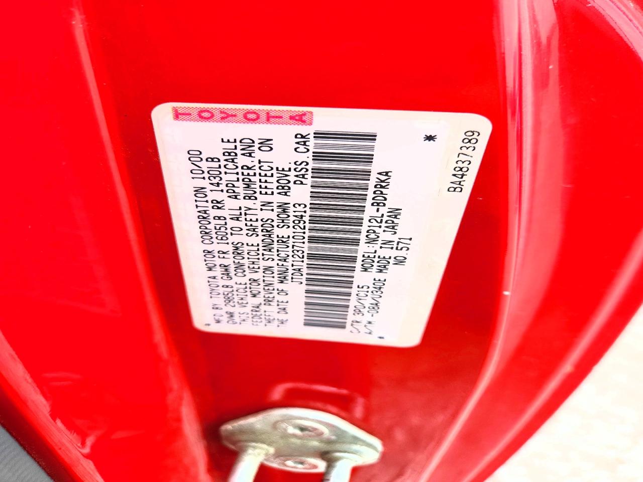 2001 Toyota Echo Base Red vin: JTDAT123710129413
