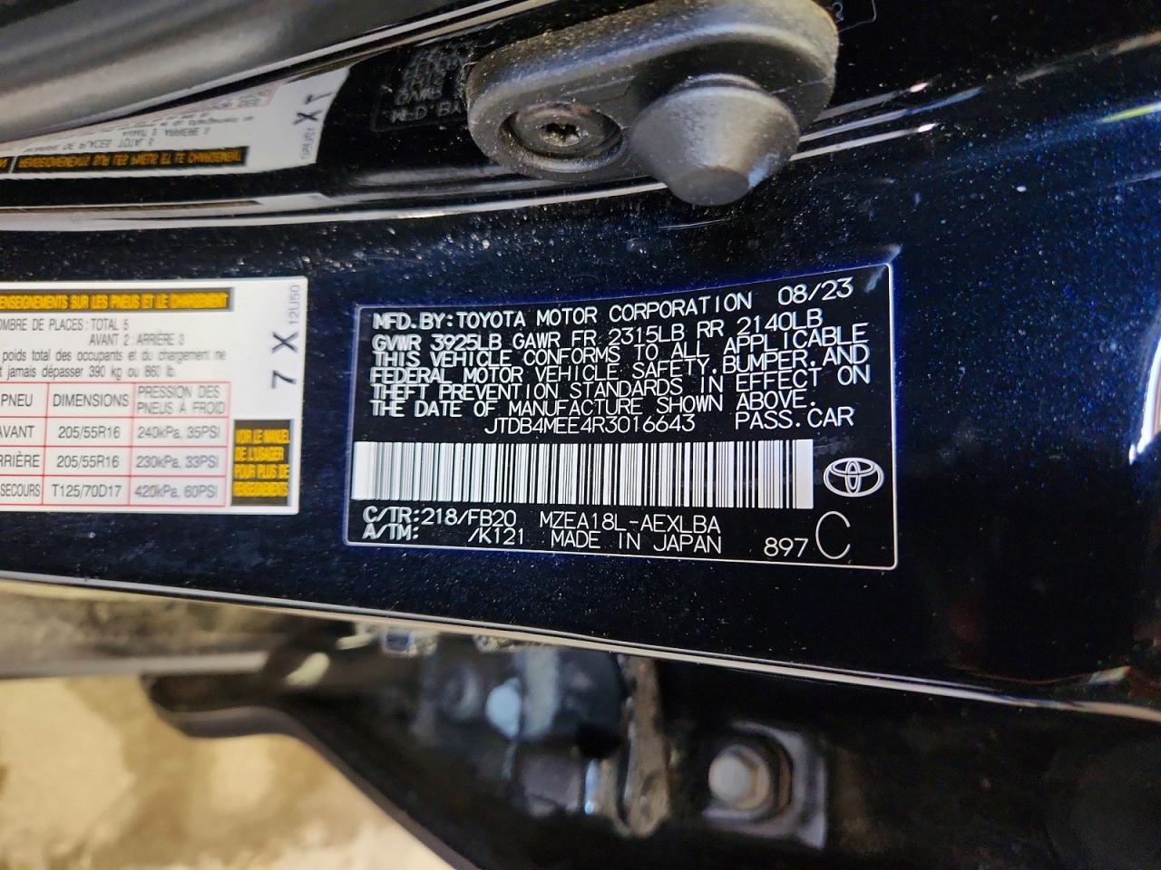 2024 Toyota Corolla Le Black vin: JTDB4MEE4R3016643