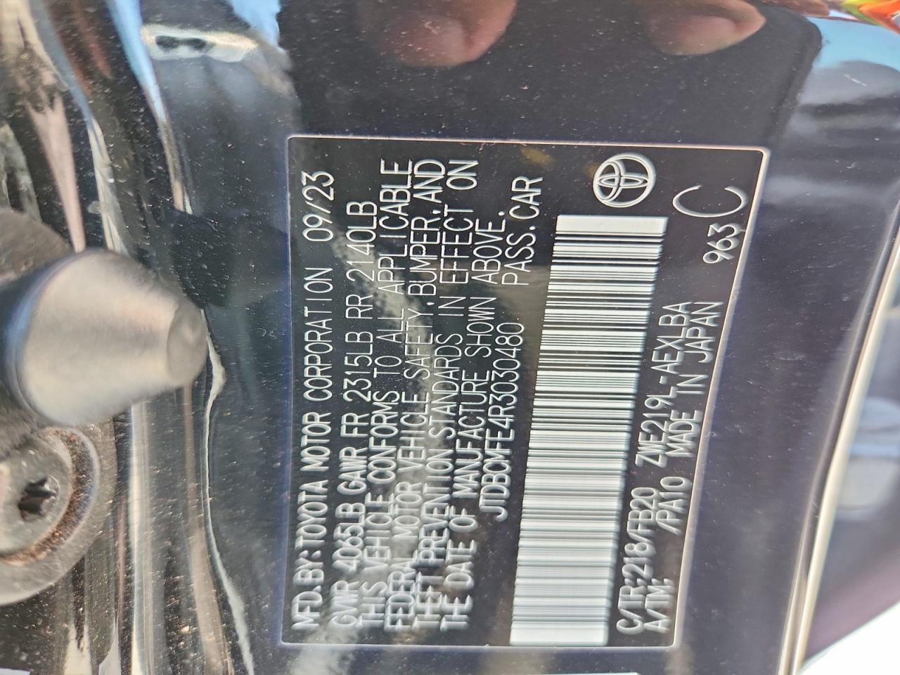 2024 Toyota Corolla Hybrid Le Black vin: JTDBCMFE4R3030480