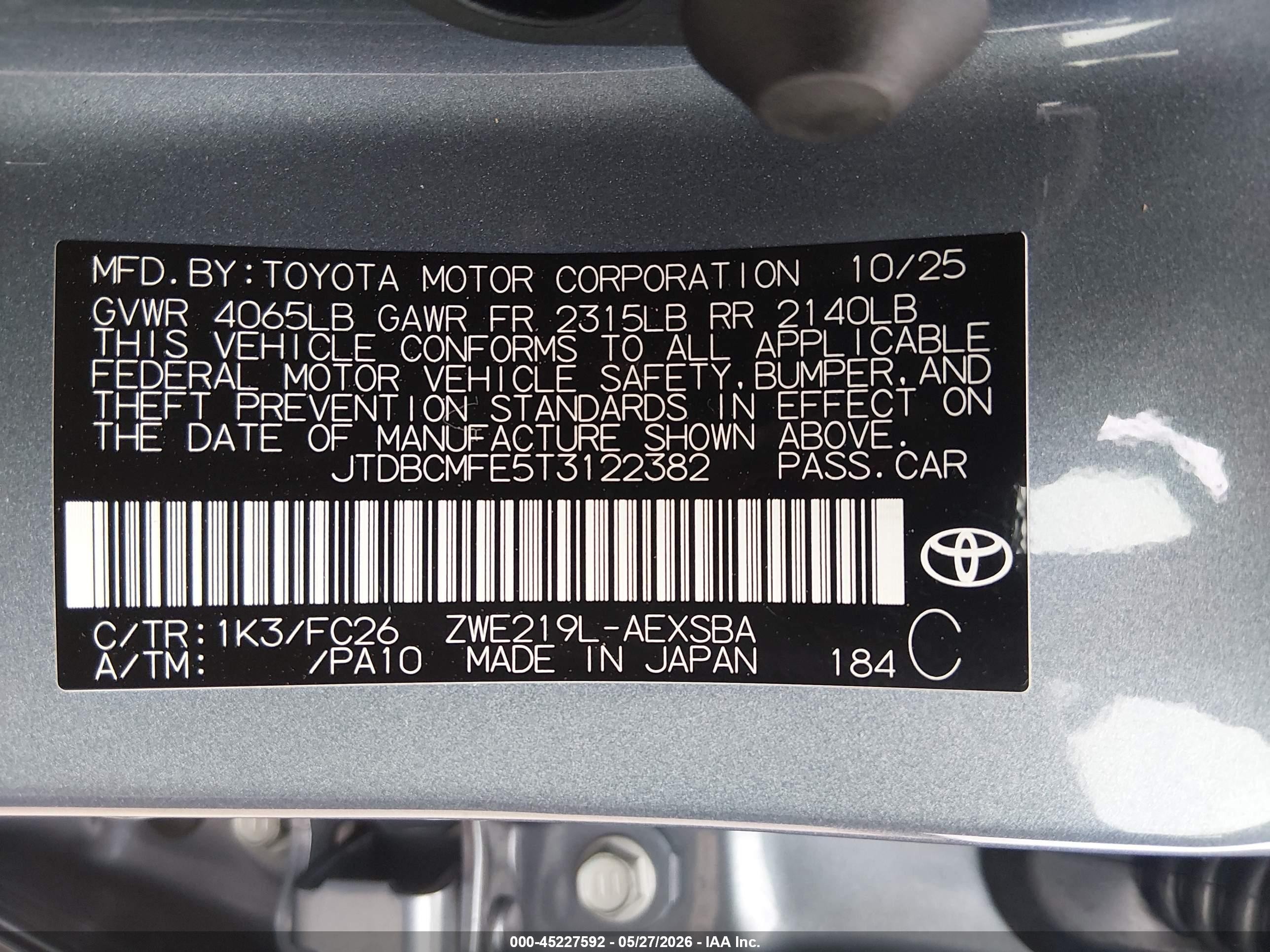 2026 Toyota Corolla Hybrid Hybrid Se Blue vin: JTDBCMFE5T3122382
