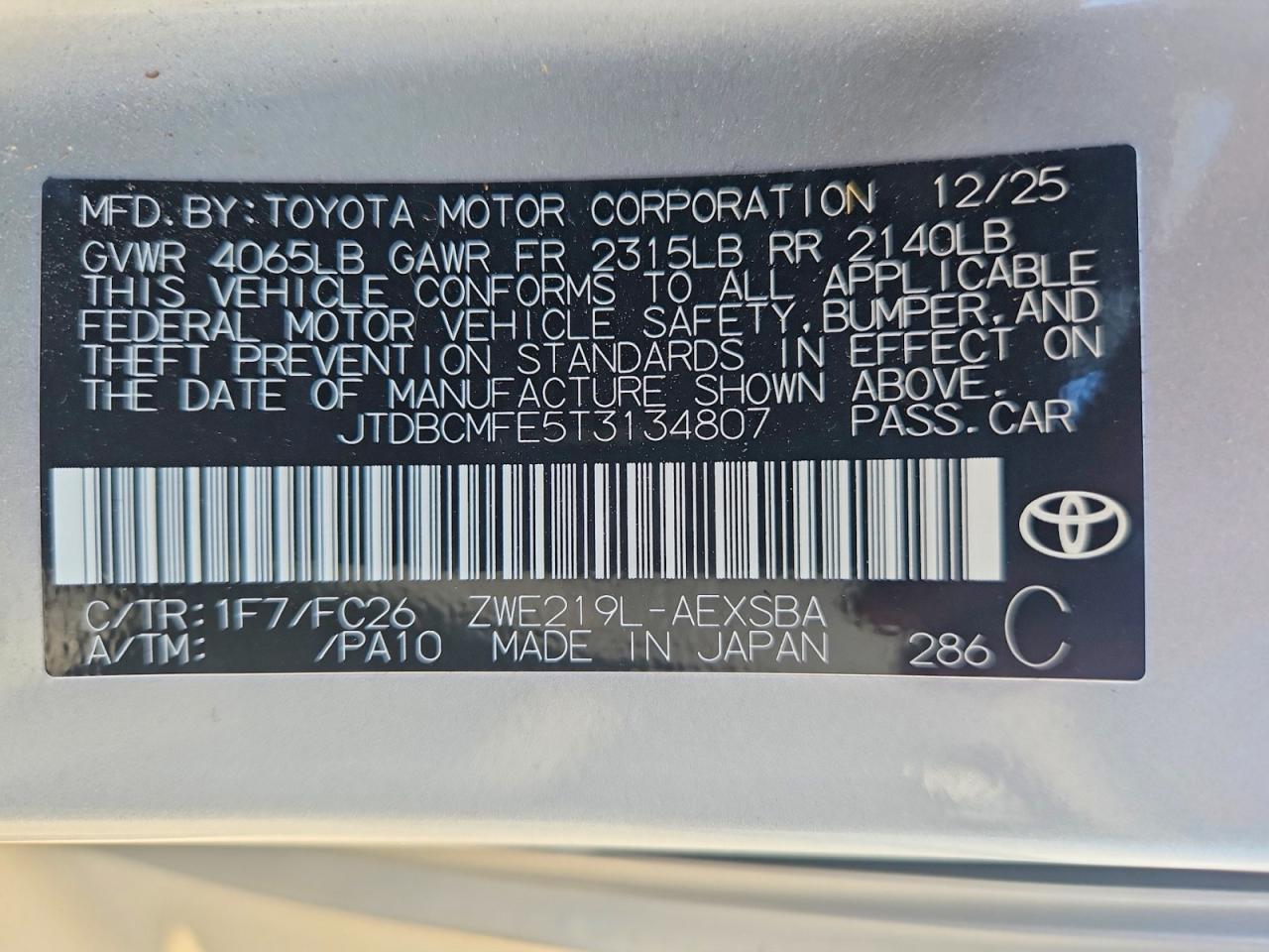 2026 Toyota Corolla Hybrid Se Silver vin: JTDBCMFE5T3134807