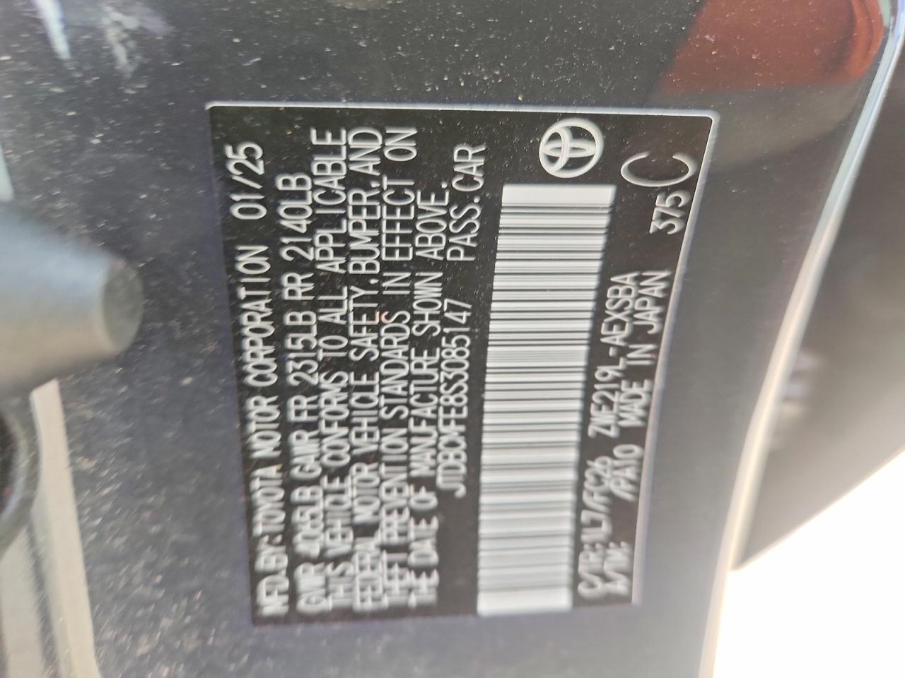 2025 Toyota Corolla Hybrid Se Black vin: JTDBCMFE8S3085147