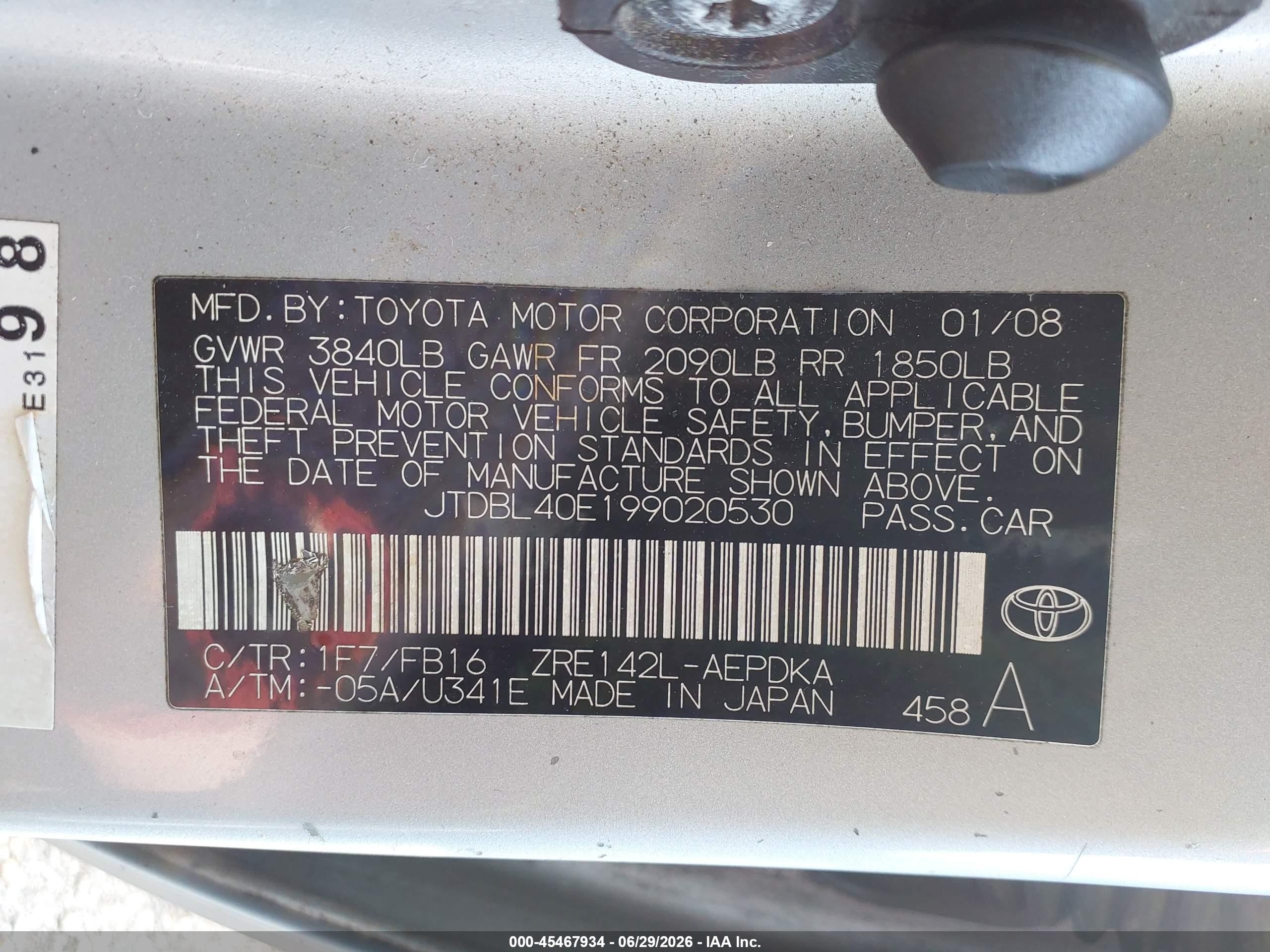 2009 Toyota Corolla Le Silver vin: JTDBL40E199020530