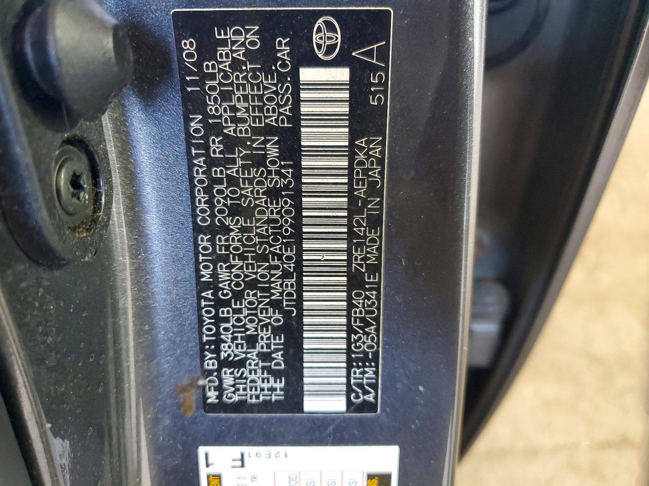 2009 Toyota Corolla Le Gray vin: JTDBL40E199091341