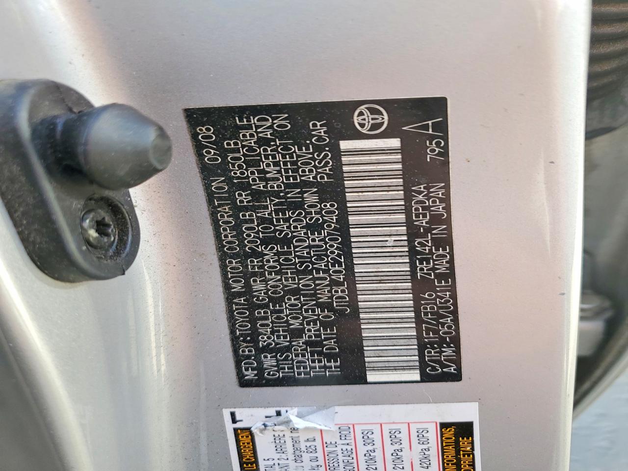 2009 Toyota Corolla Le Silver vin: JTDBL40E299079408