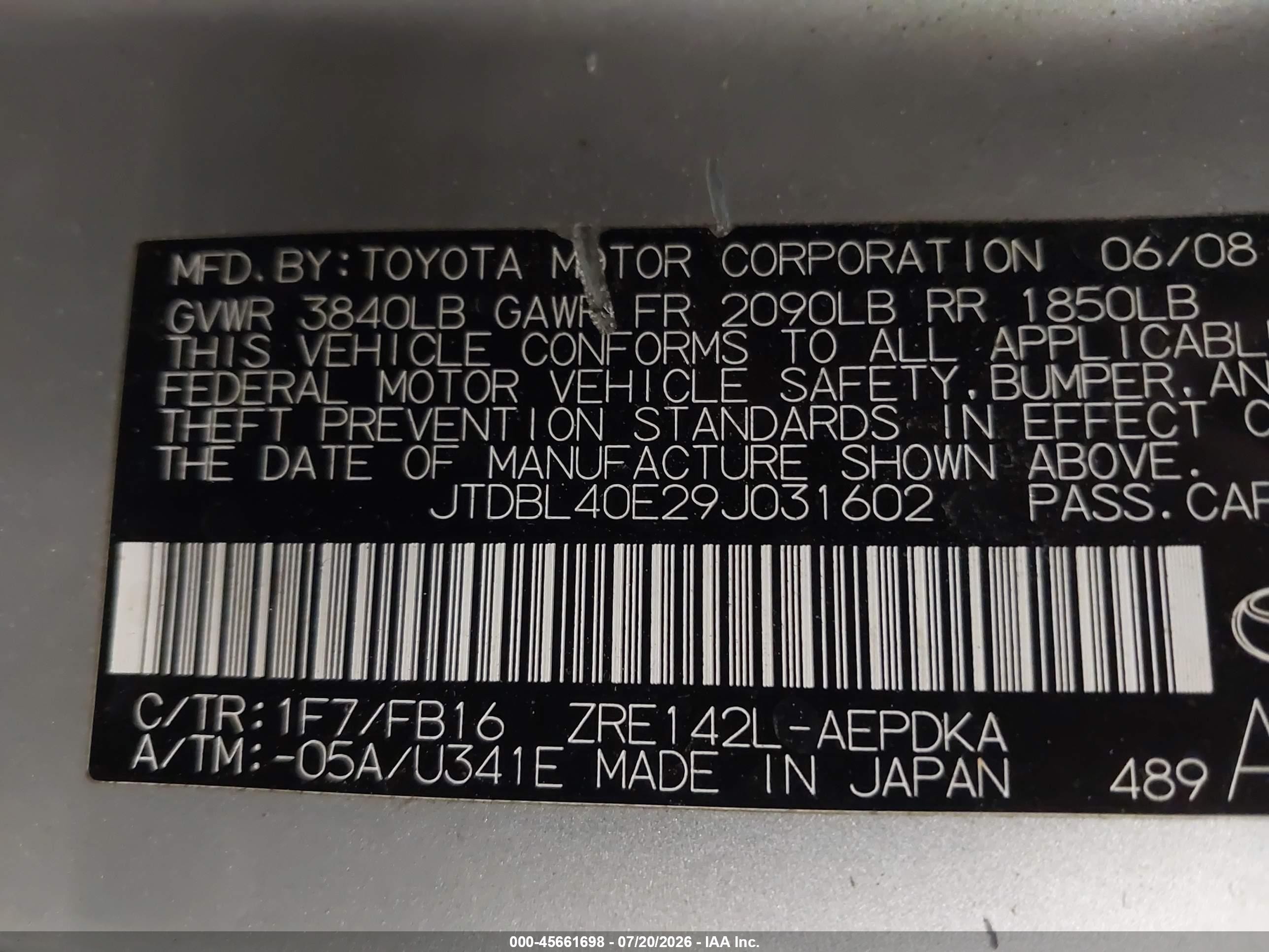 2009 Toyota Corolla Le Silver vin: JTDBL40E29J031602