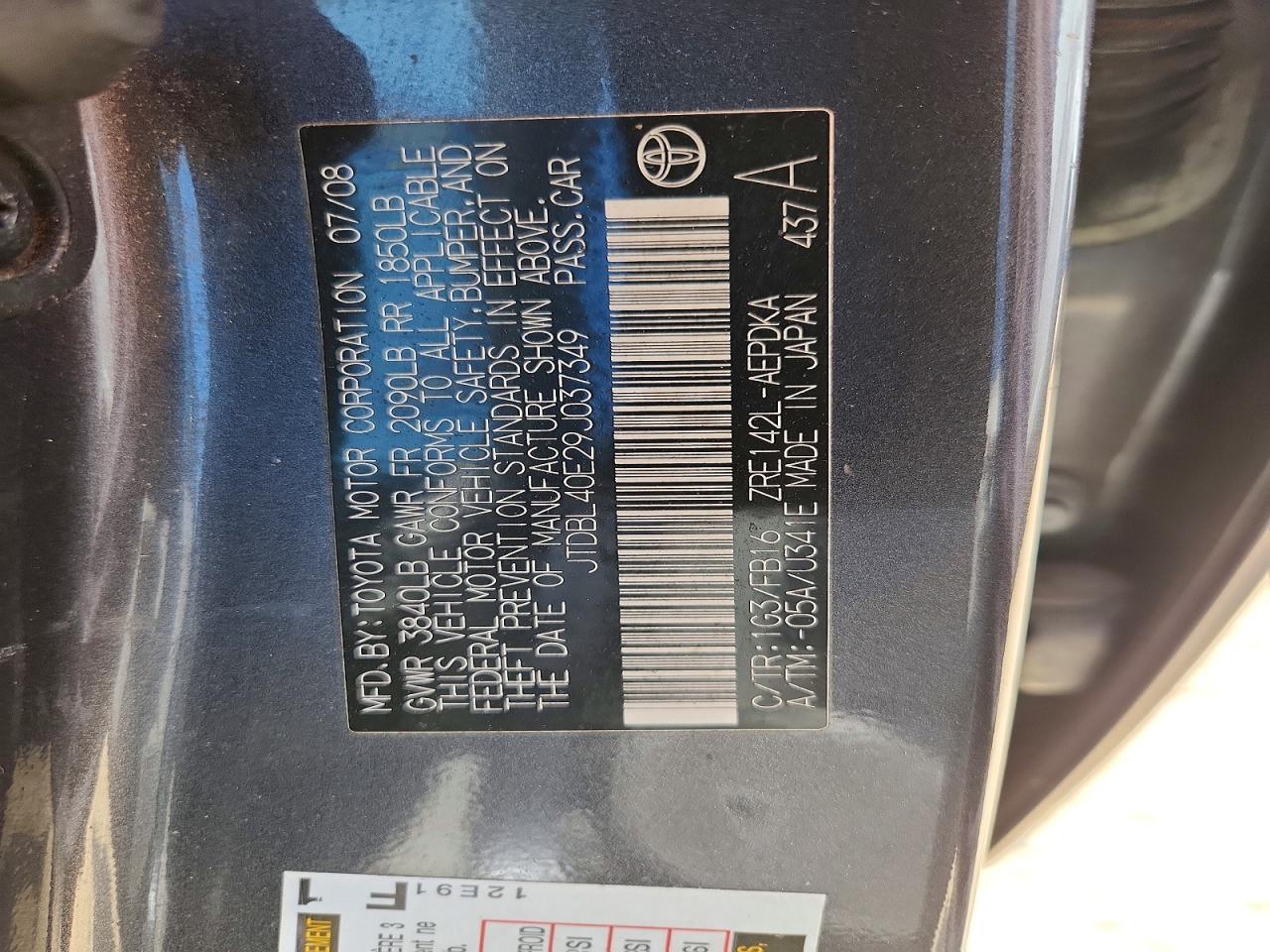 2009 Toyota Corolla Le Gray vin: JTDBL40E29J037349