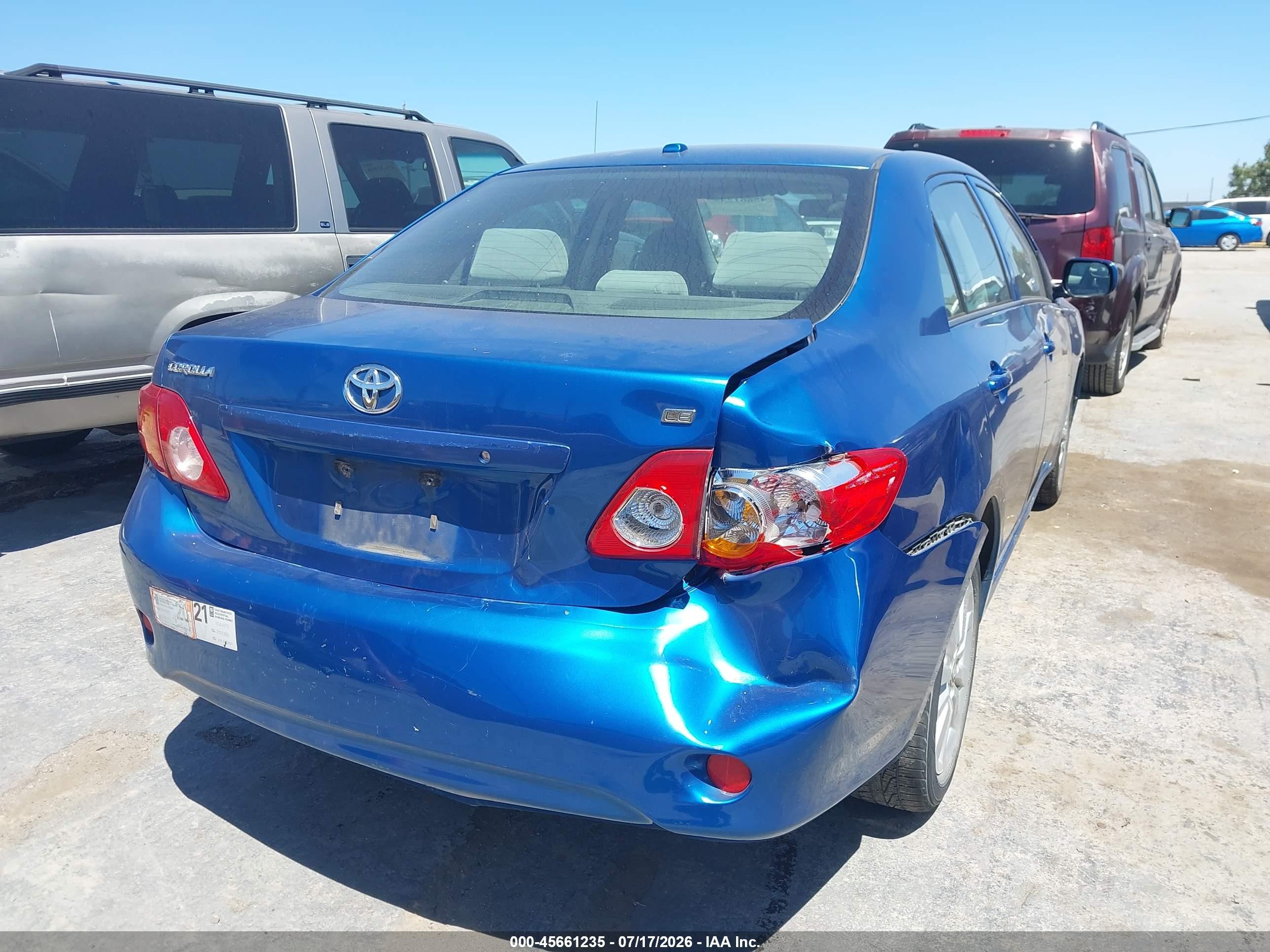 2009 Toyota Corolla Le Синий vin: JTDBL40E599019932