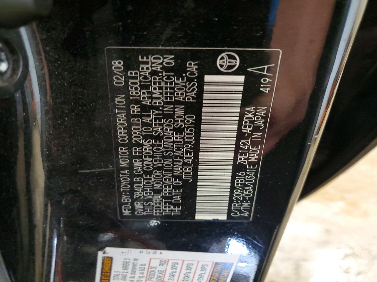 2009 Toyota Corolla Le Black vin: JTDBL40E79J005190