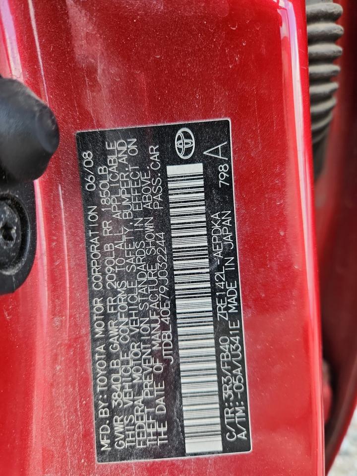 2009 Toyota Corolla Le Red vin: JTDBL40E79J032244