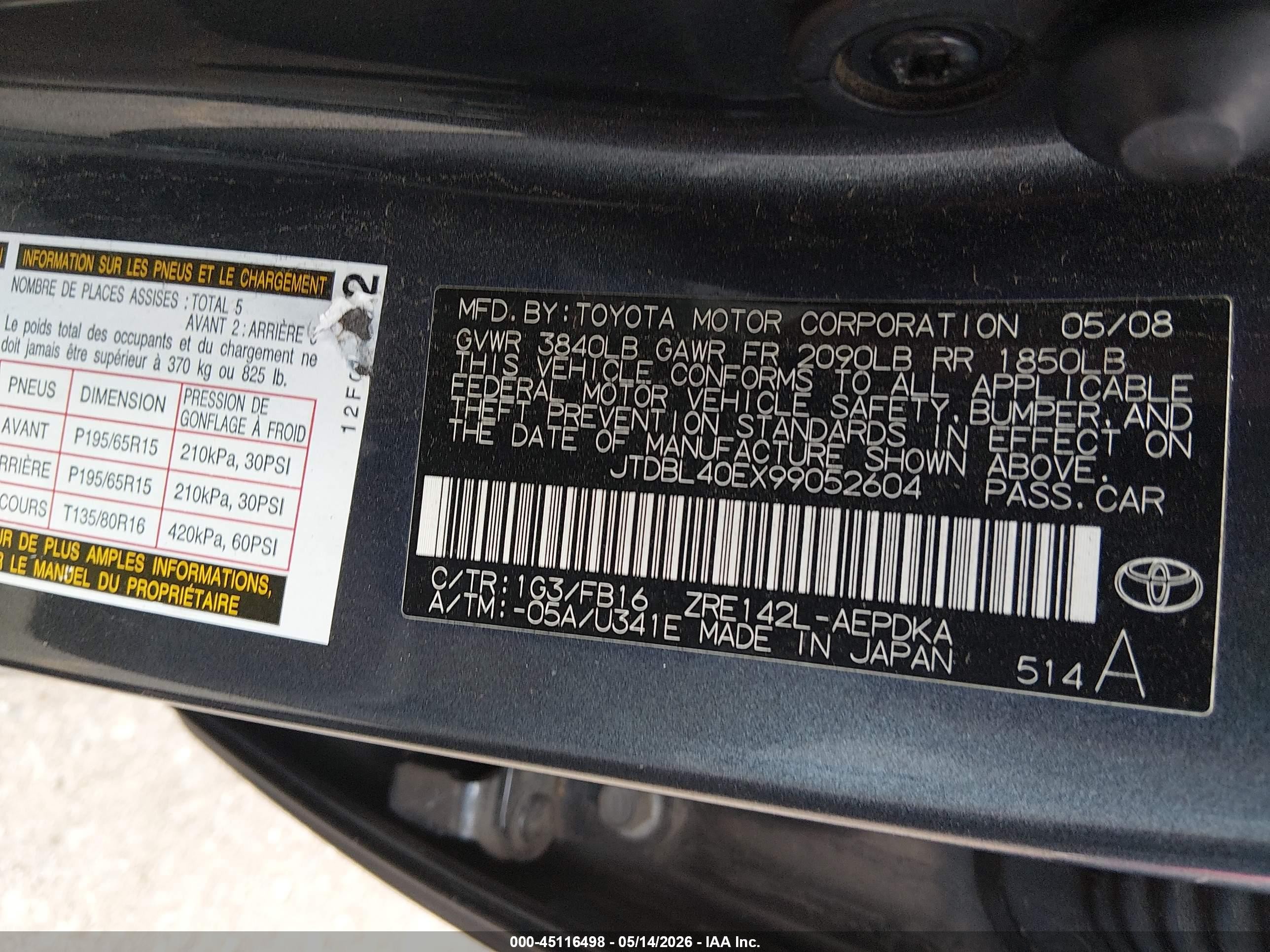 2009 Toyota Corolla Le Silver vin: JTDBL40EX99052604