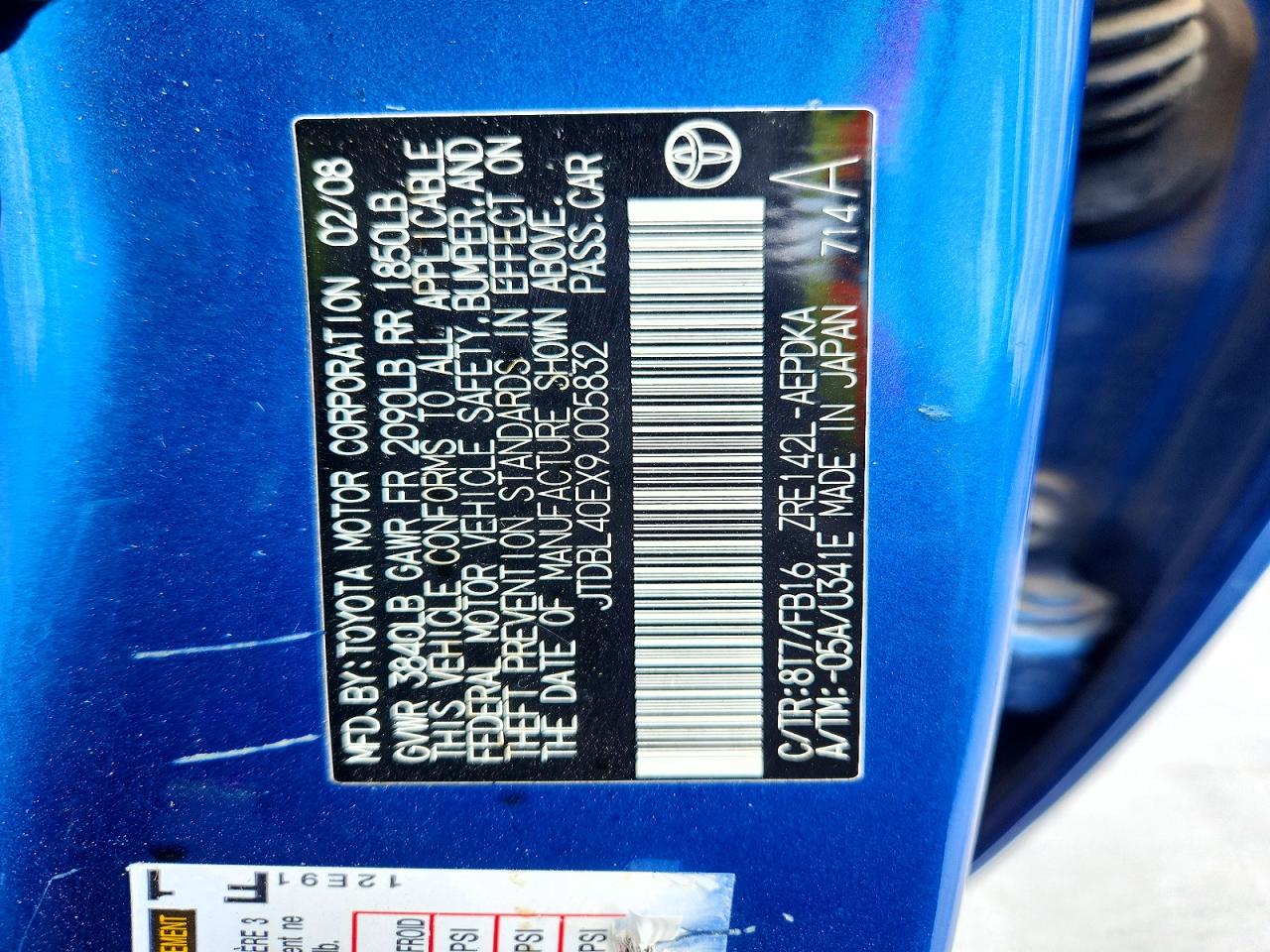 2009 Toyota Corolla Le Blue vin: JTDBL40EX9J005832