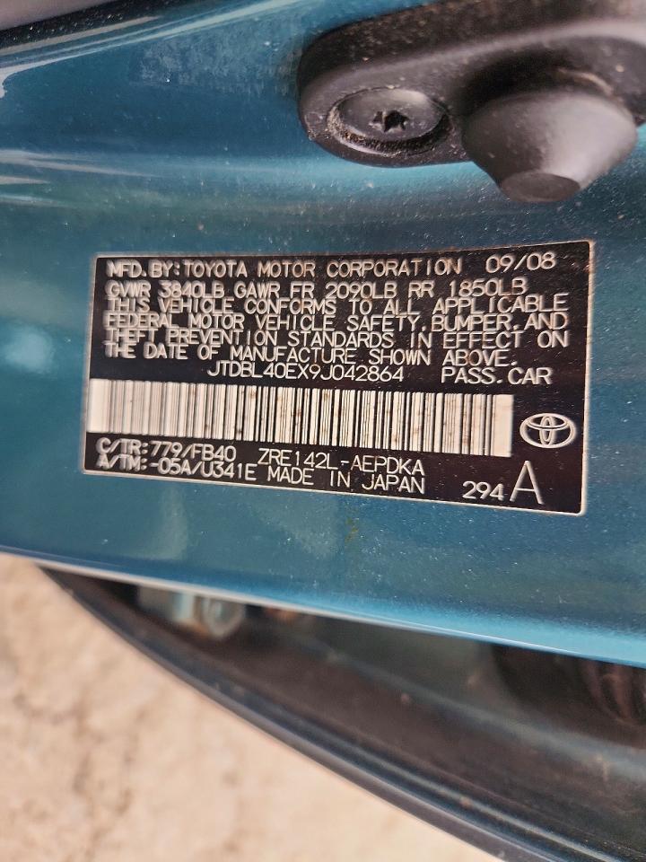 2009 Toyota Corolla Le Green vin: JTDBL40EX9J042864