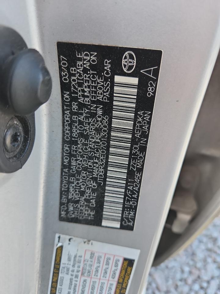 2007 Toyota Corolla Ce Серебряный vin: JTDBR32E070130086