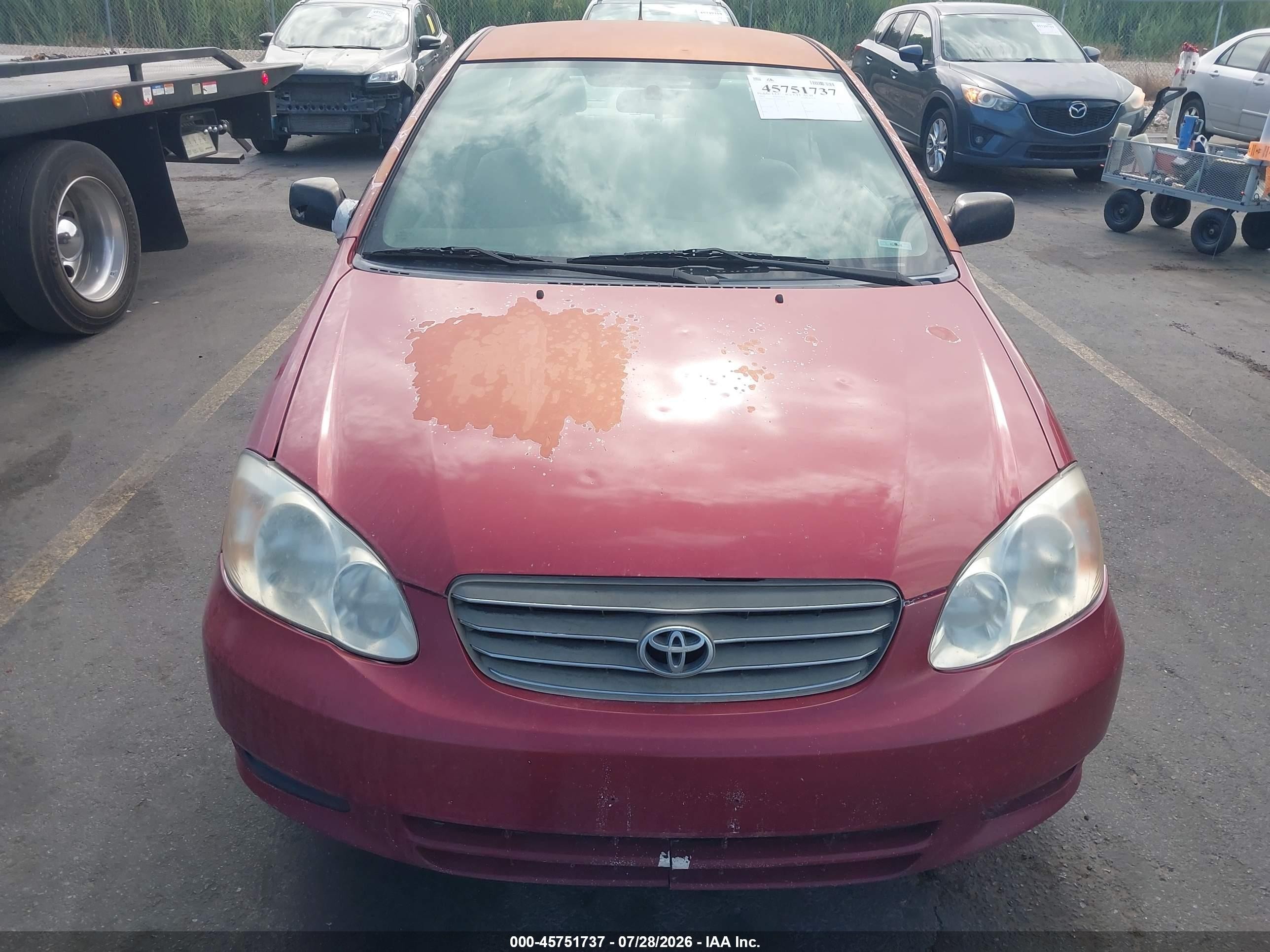 2003 Toyota Corolla Ce Red vin: JTDBR32E230031960