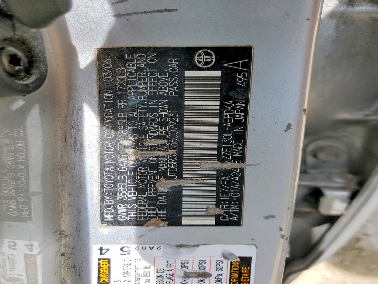 2006 Toyota Corolla Ce Silver vin: JTDBR32E360079231