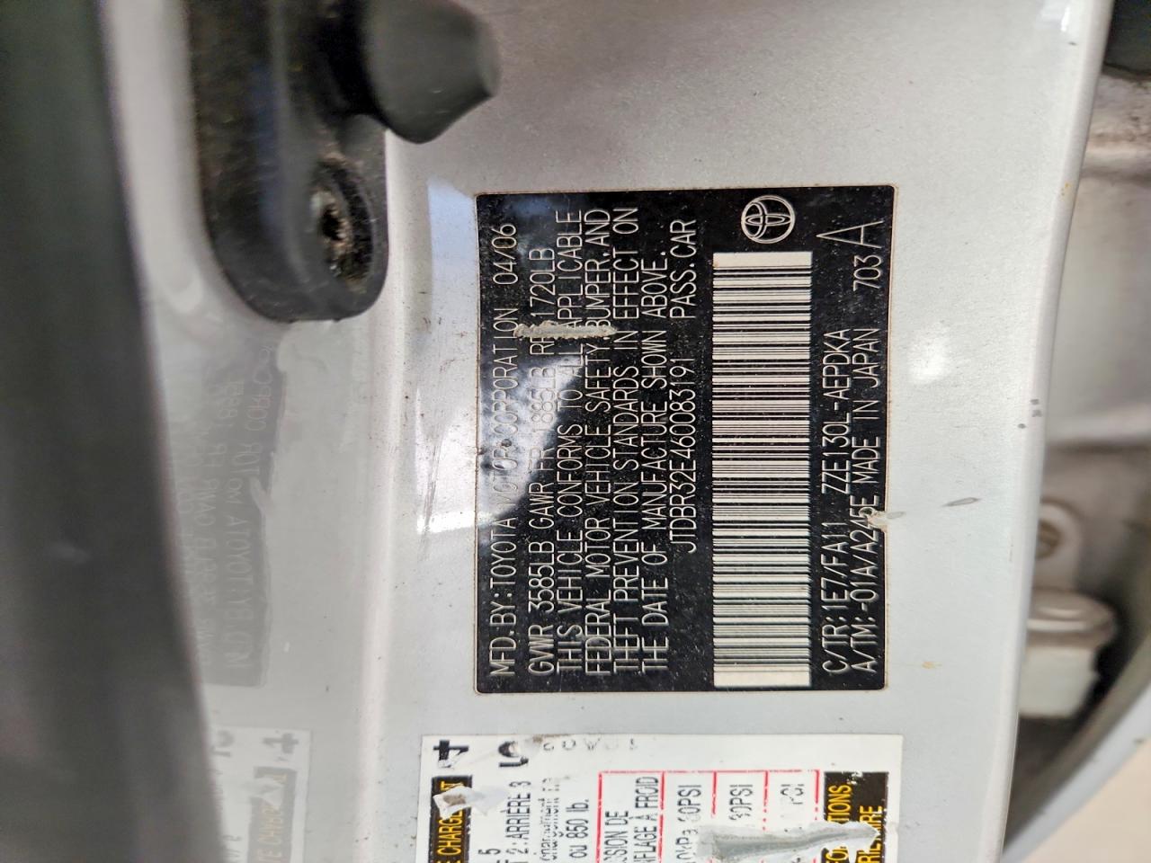 2006 Toyota Corolla Ce Серебряный vin: JTDBR32E460083191