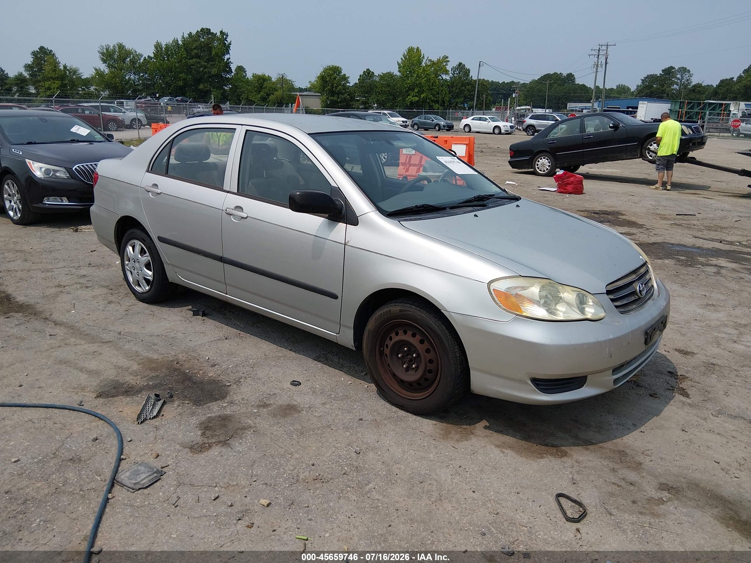2003 Toyota Corolla Ce Silver vin: JTDBR32E532007804