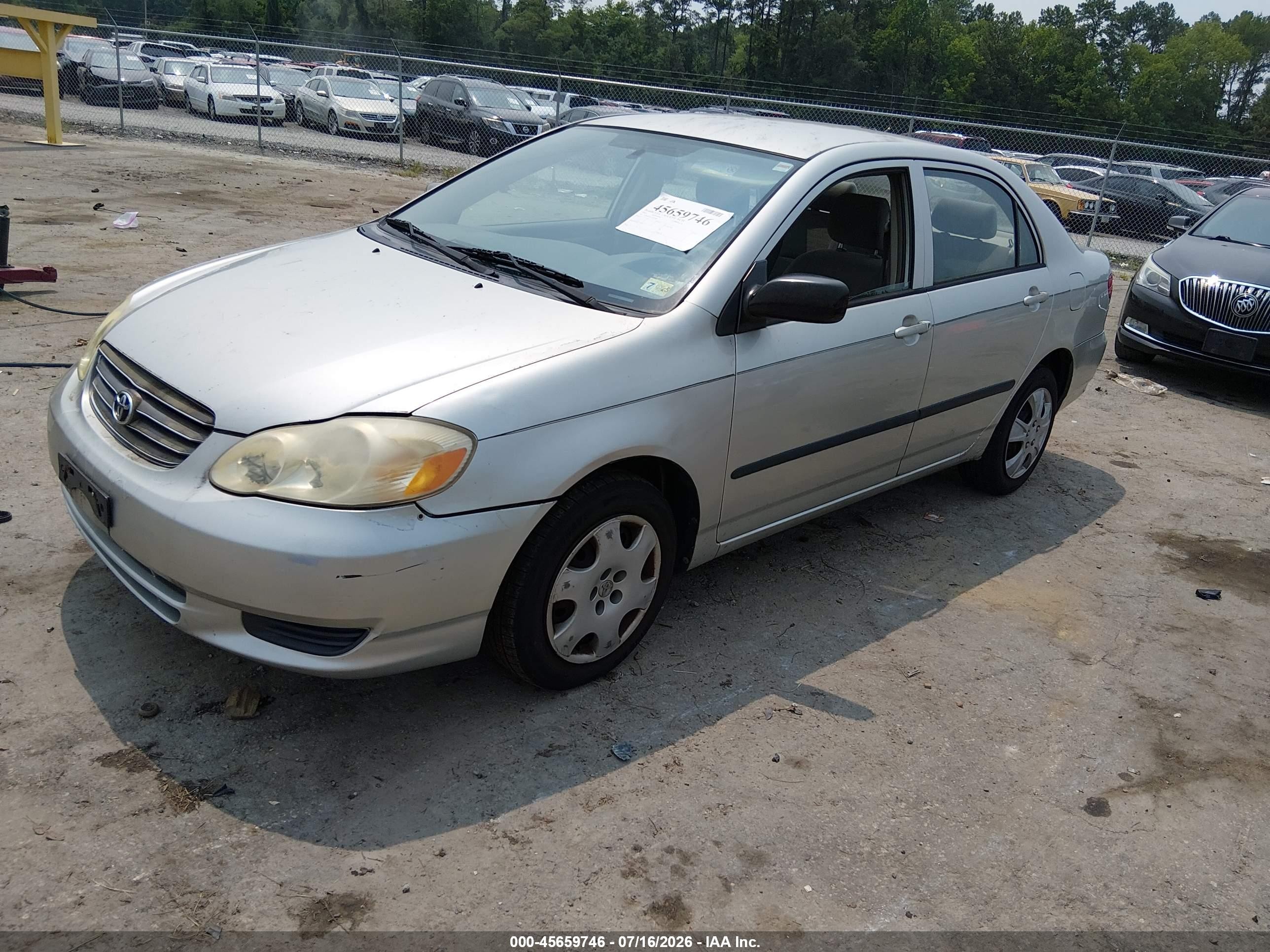 2003 Toyota Corolla Ce Silver vin: JTDBR32E532007804