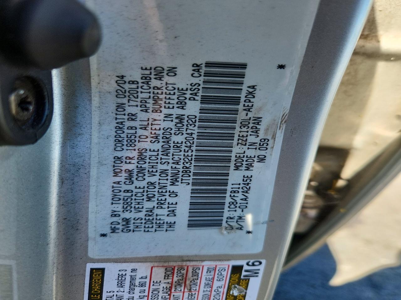 2004 Toyota Corolla Ce Silver vin: JTDBR32E542047320