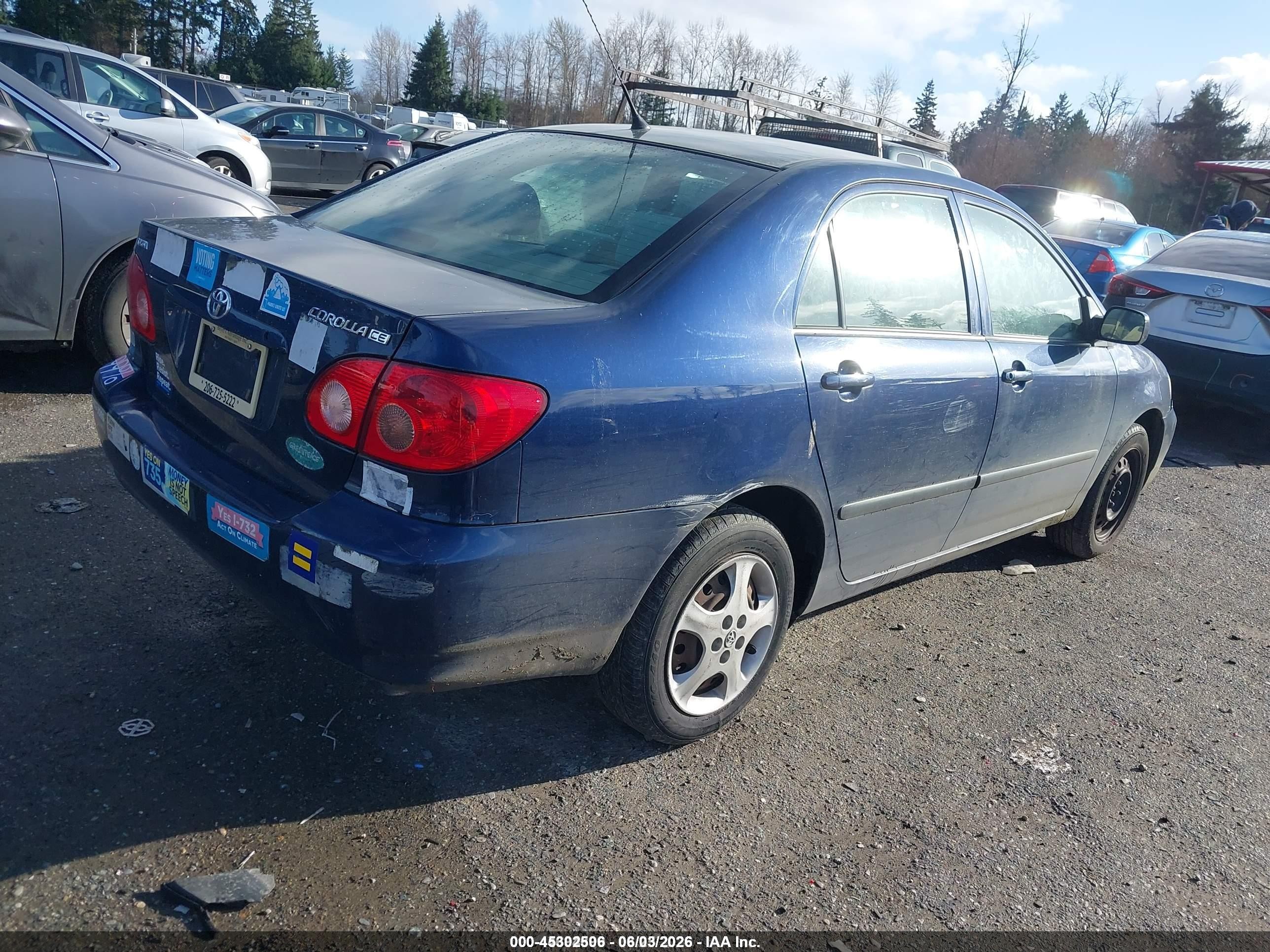 2007 Toyota Corolla Ce Blue vin: JTDBR32E670122753