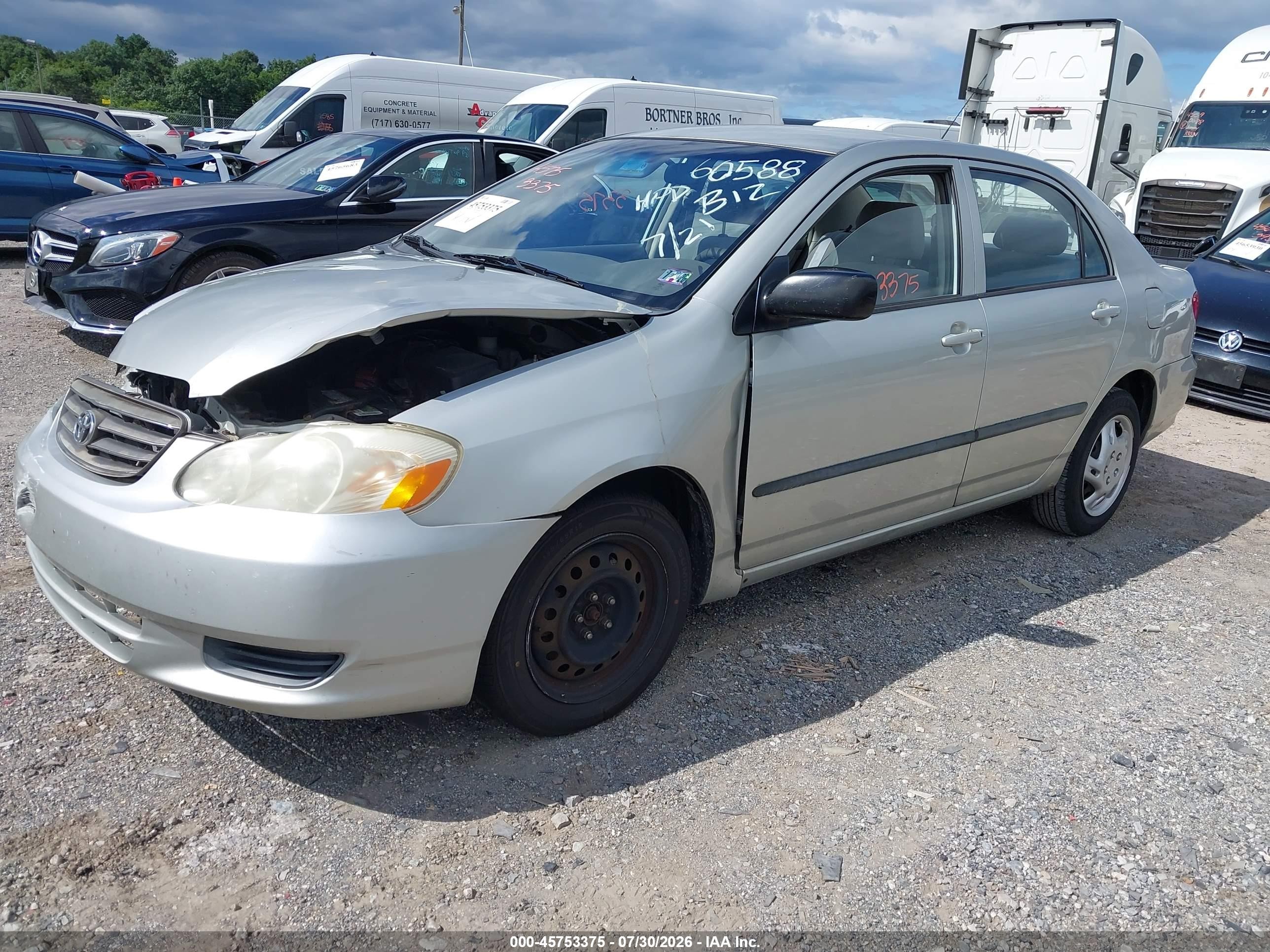 2003 Toyota Corolla Ce Silver vin: JTDBR32E732013894
