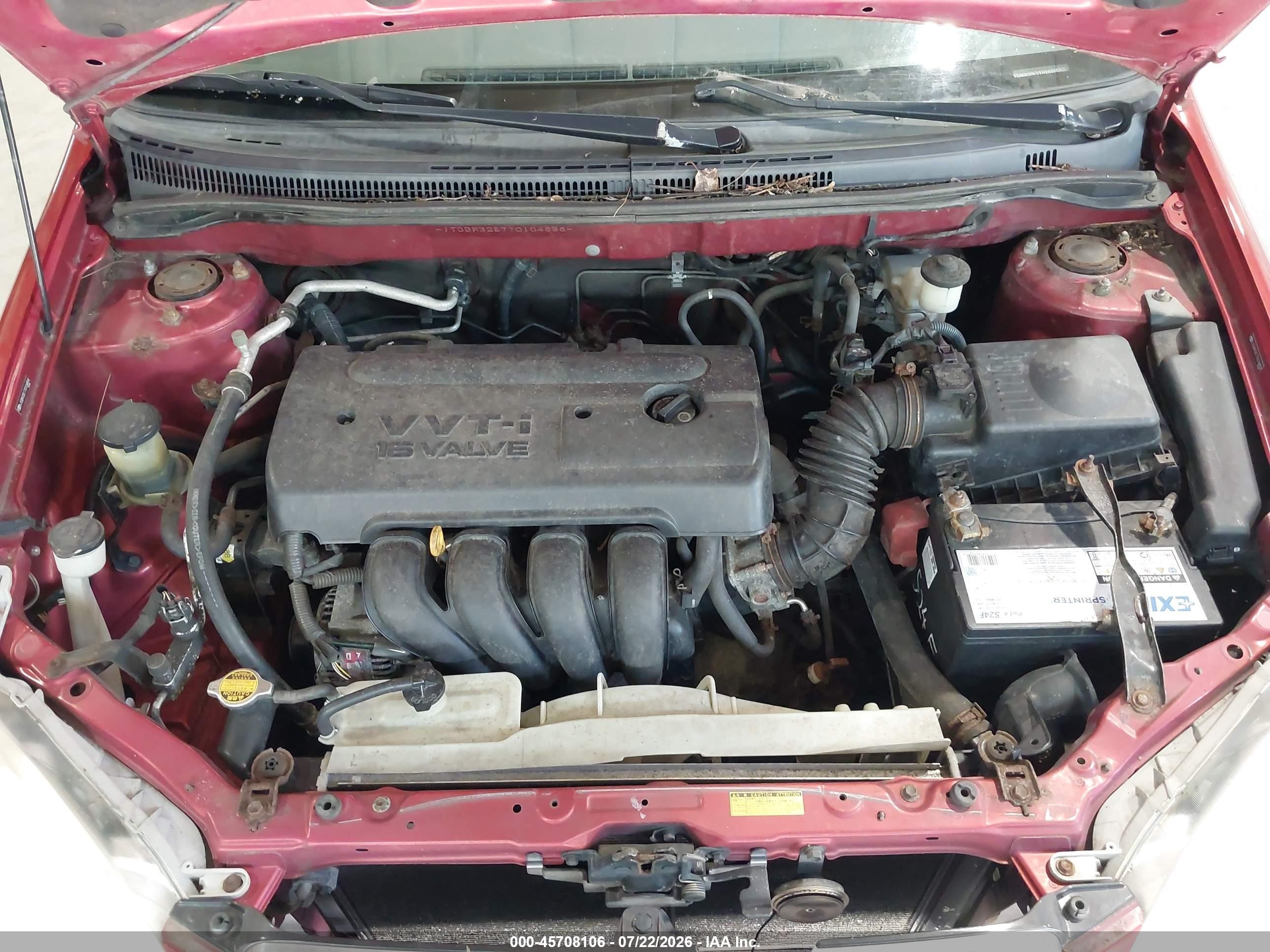 2007 Toyota Corolla Ce Red vin: JTDBR32E770104858