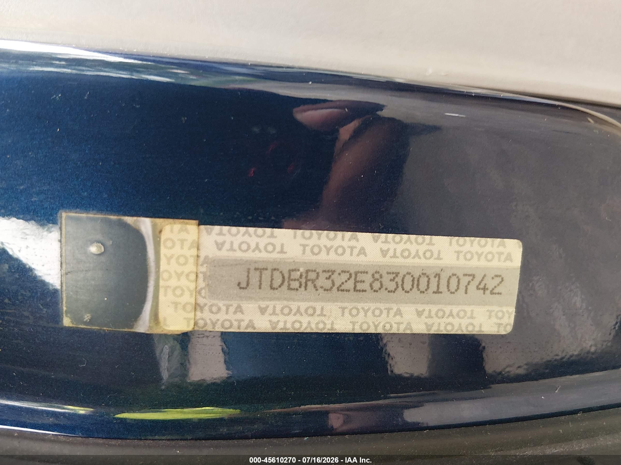 2003 Toyota Corolla Ce Dark Blue vin: JTDBR32E830010742
