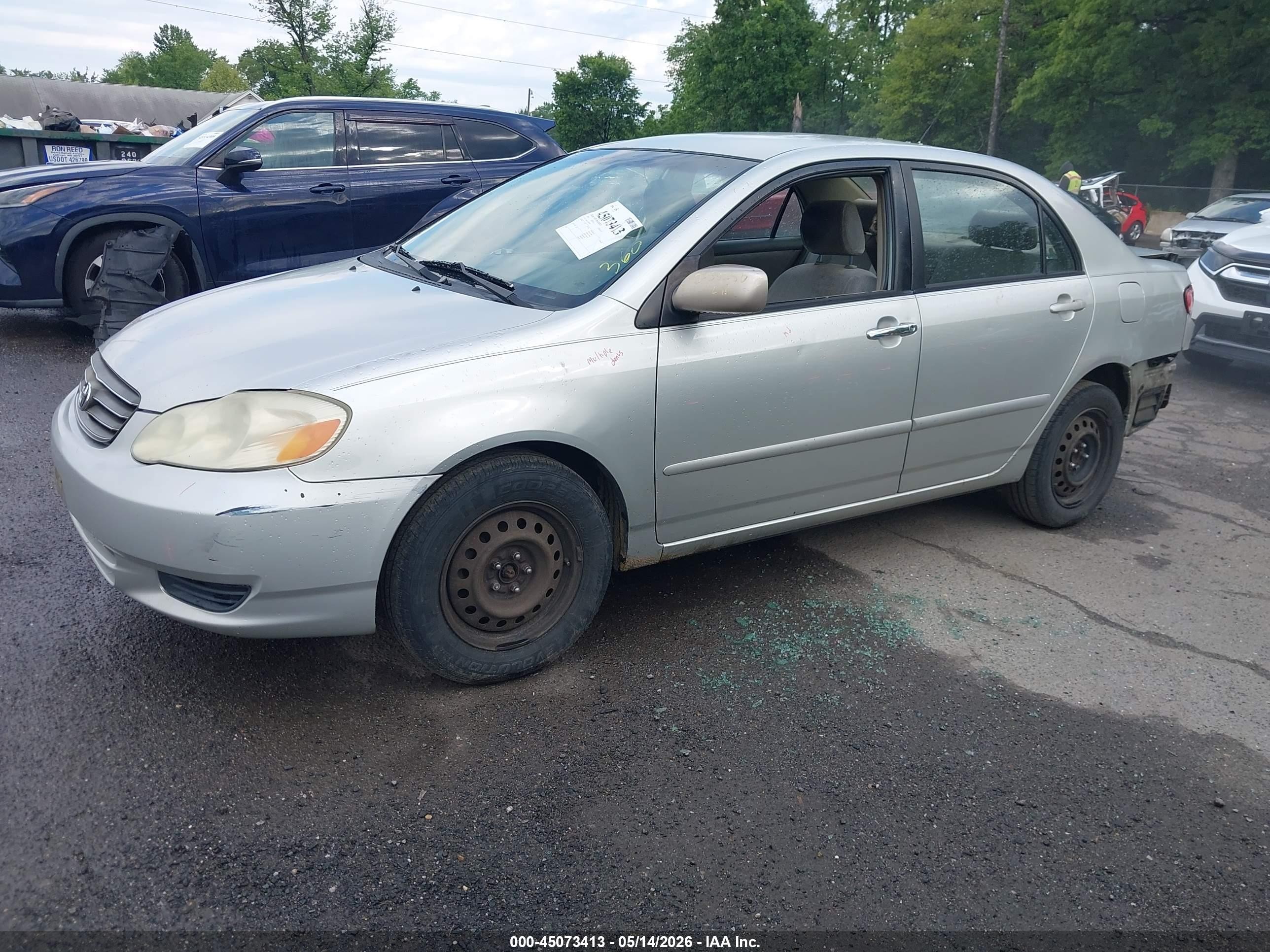 2003 Toyota Corolla Le Silver vin: JTDBR32E832002869