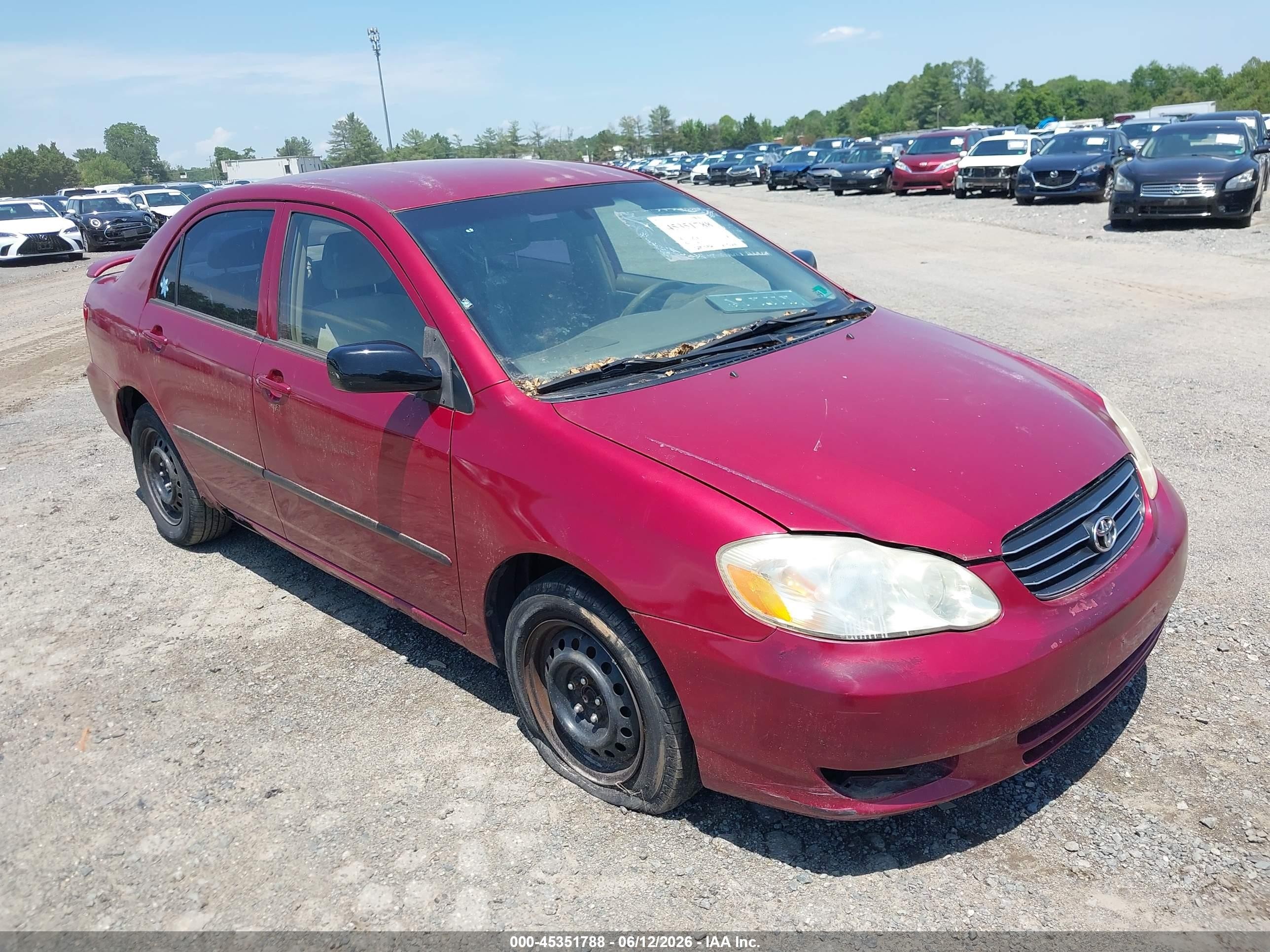 2004 Toyota Corolla Ce Burgundy vin: JTDBR32E942031458
