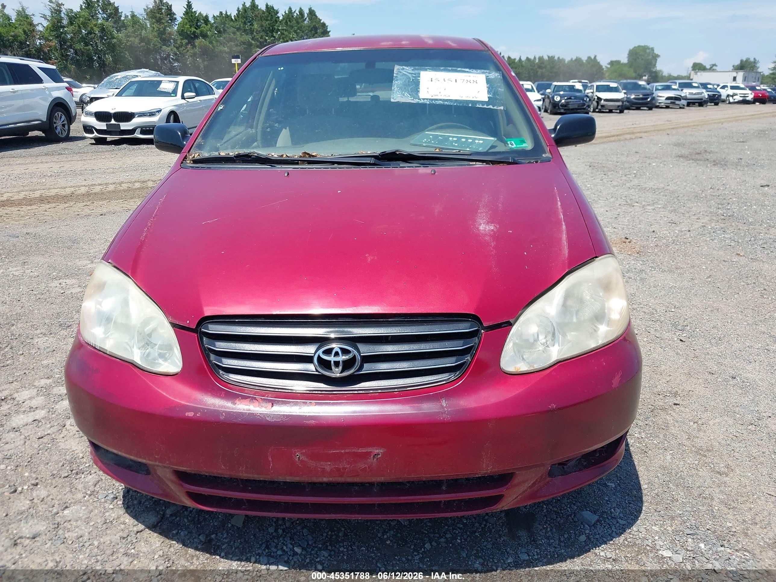 2004 Toyota Corolla Ce Burgundy vin: JTDBR32E942031458