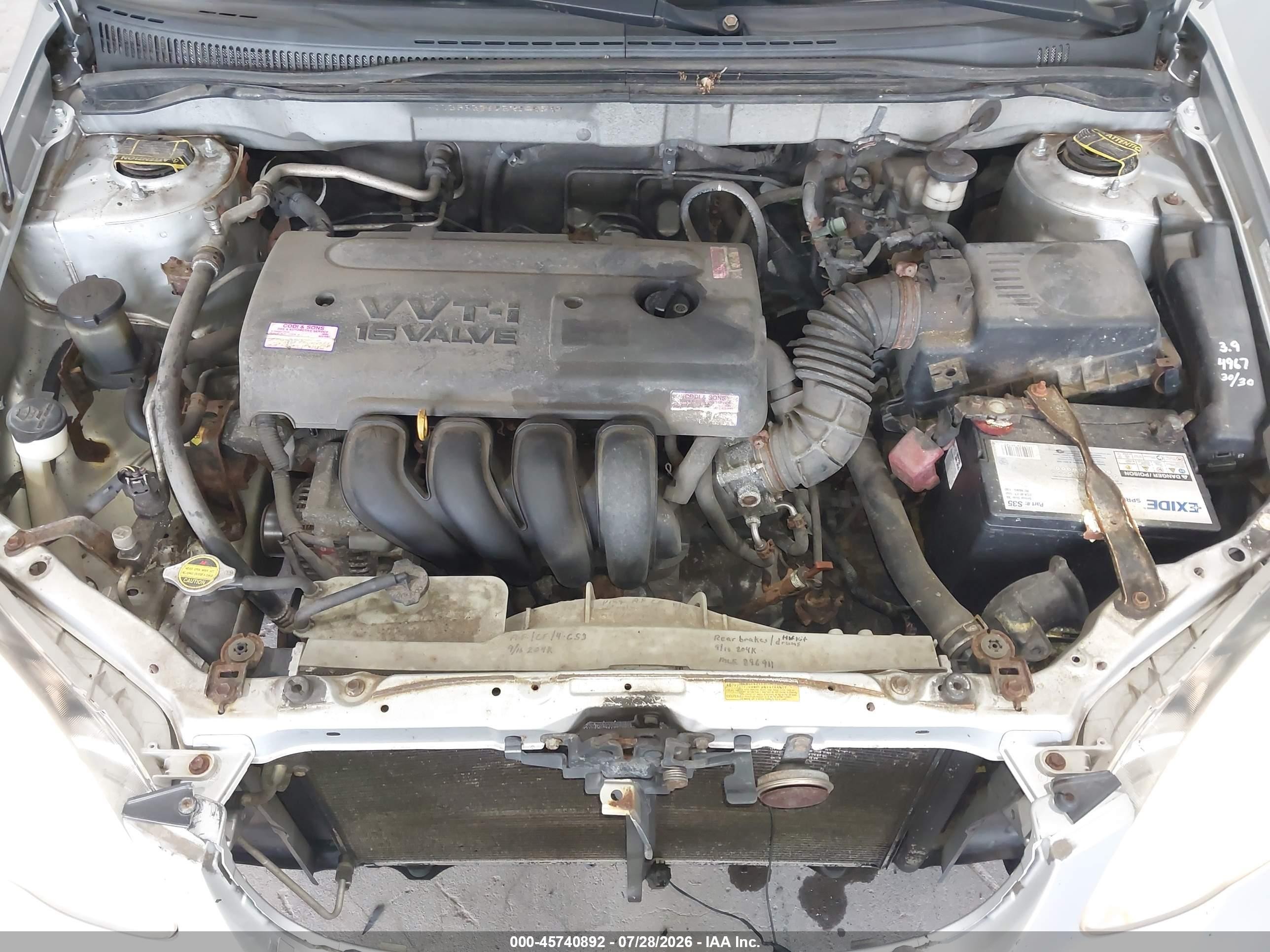 2005 Toyota Corolla Le Silver vin: JTDBR32E952048939