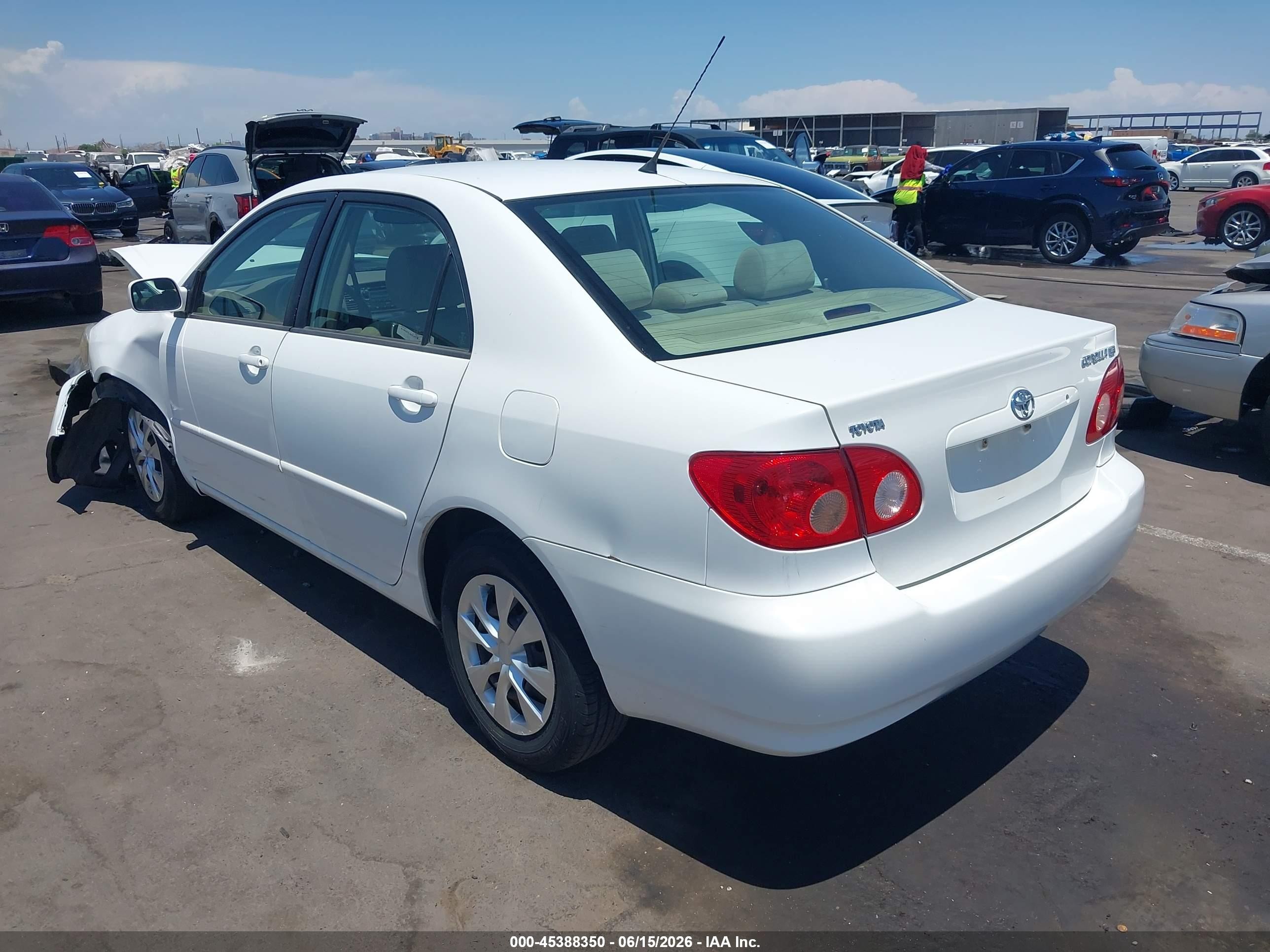 2006 Toyota Corolla Le White vin: JTDBR32E960061977