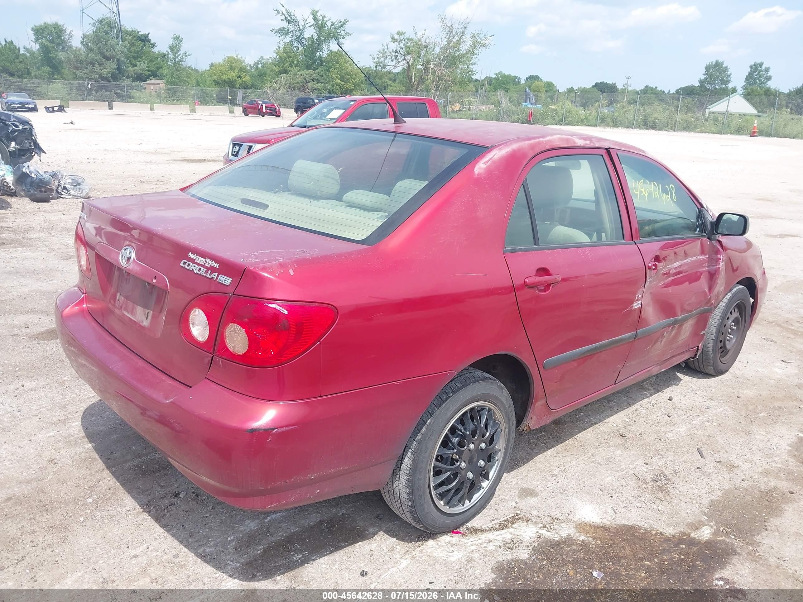 2006 Toyota Corolla Ce Red vin: JTDBR32E960081176