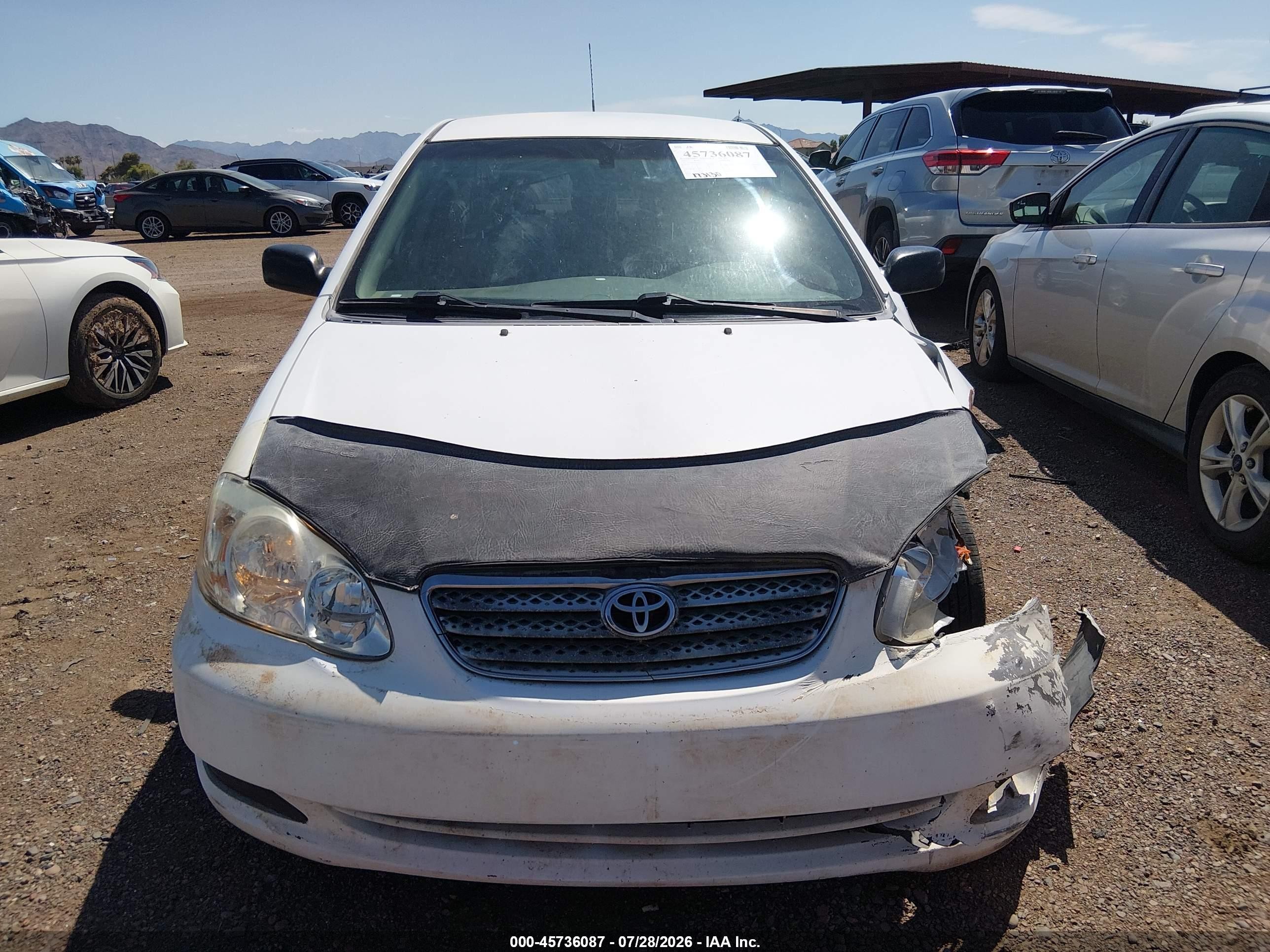 2005 Toyota Corolla Ce White vin: JTDBR32EX52067077