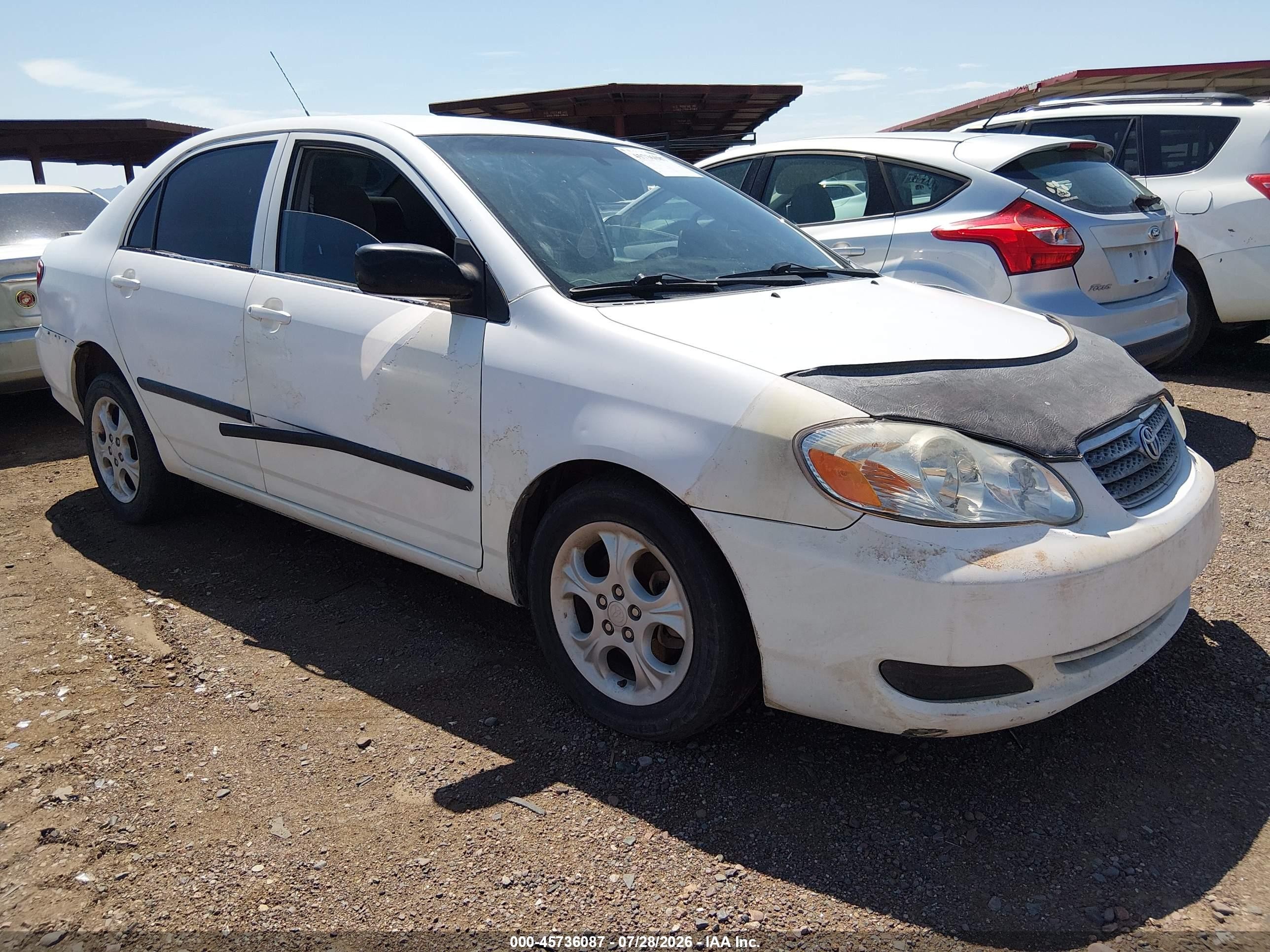 2005 Toyota Corolla Ce White vin: JTDBR32EX52067077