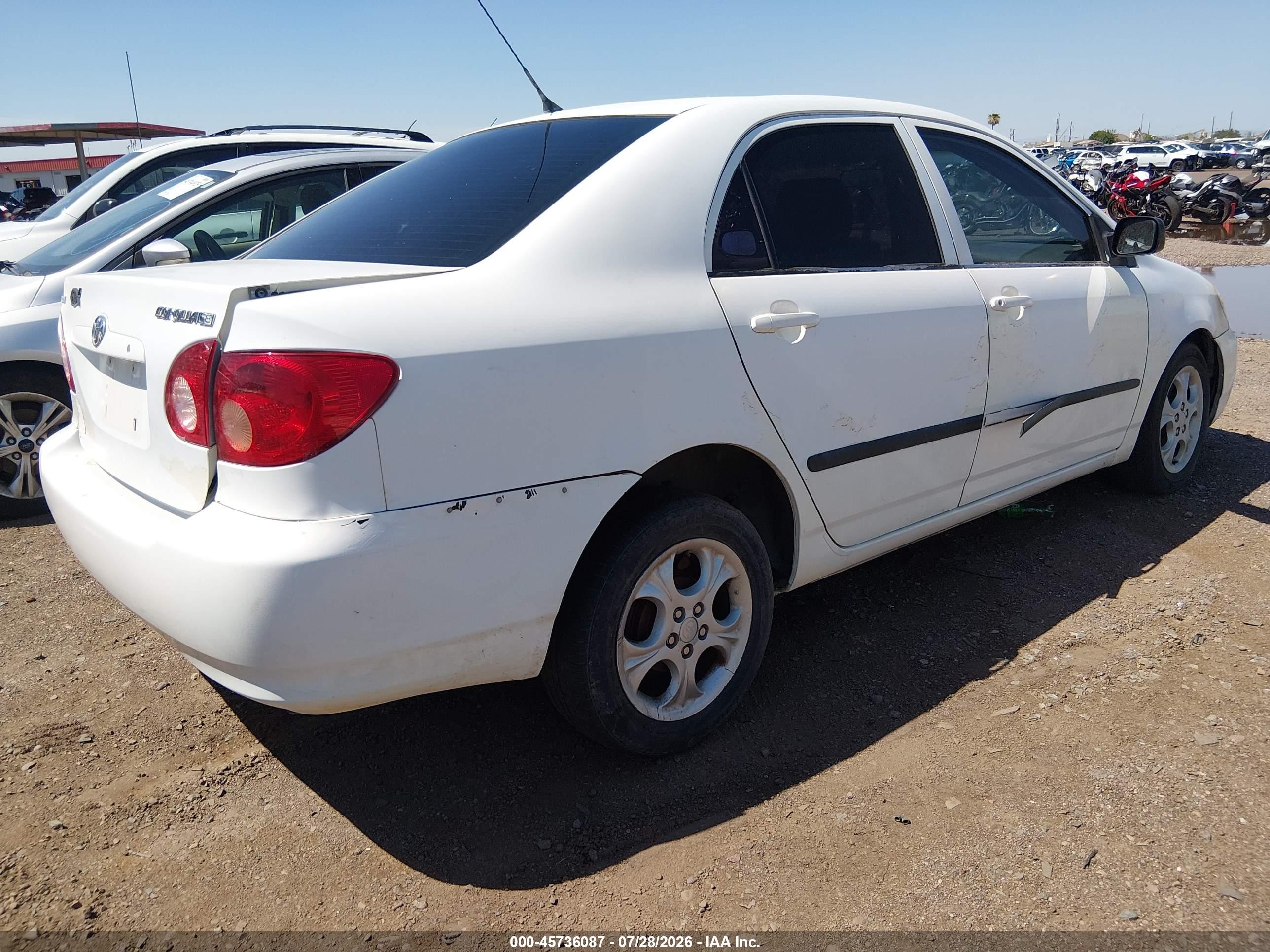 2005 Toyota Corolla Ce White vin: JTDBR32EX52067077