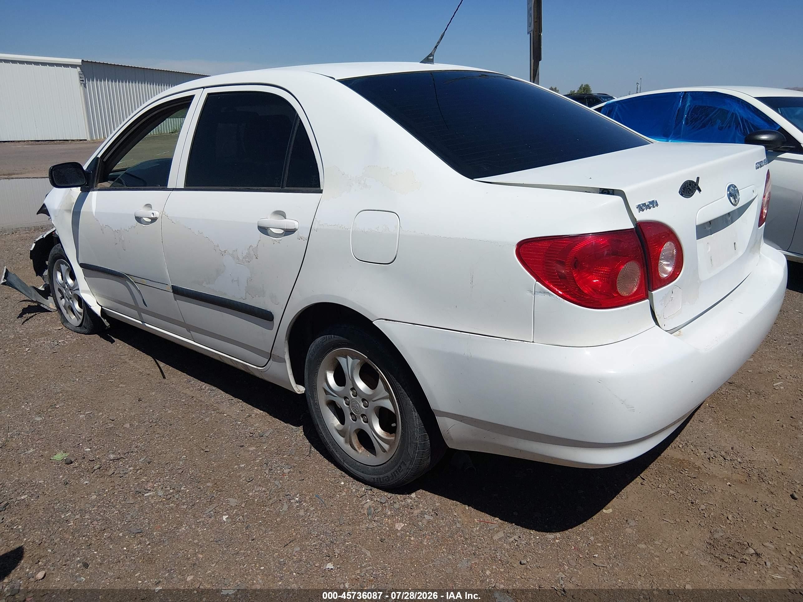 2005 Toyota Corolla Ce White vin: JTDBR32EX52067077