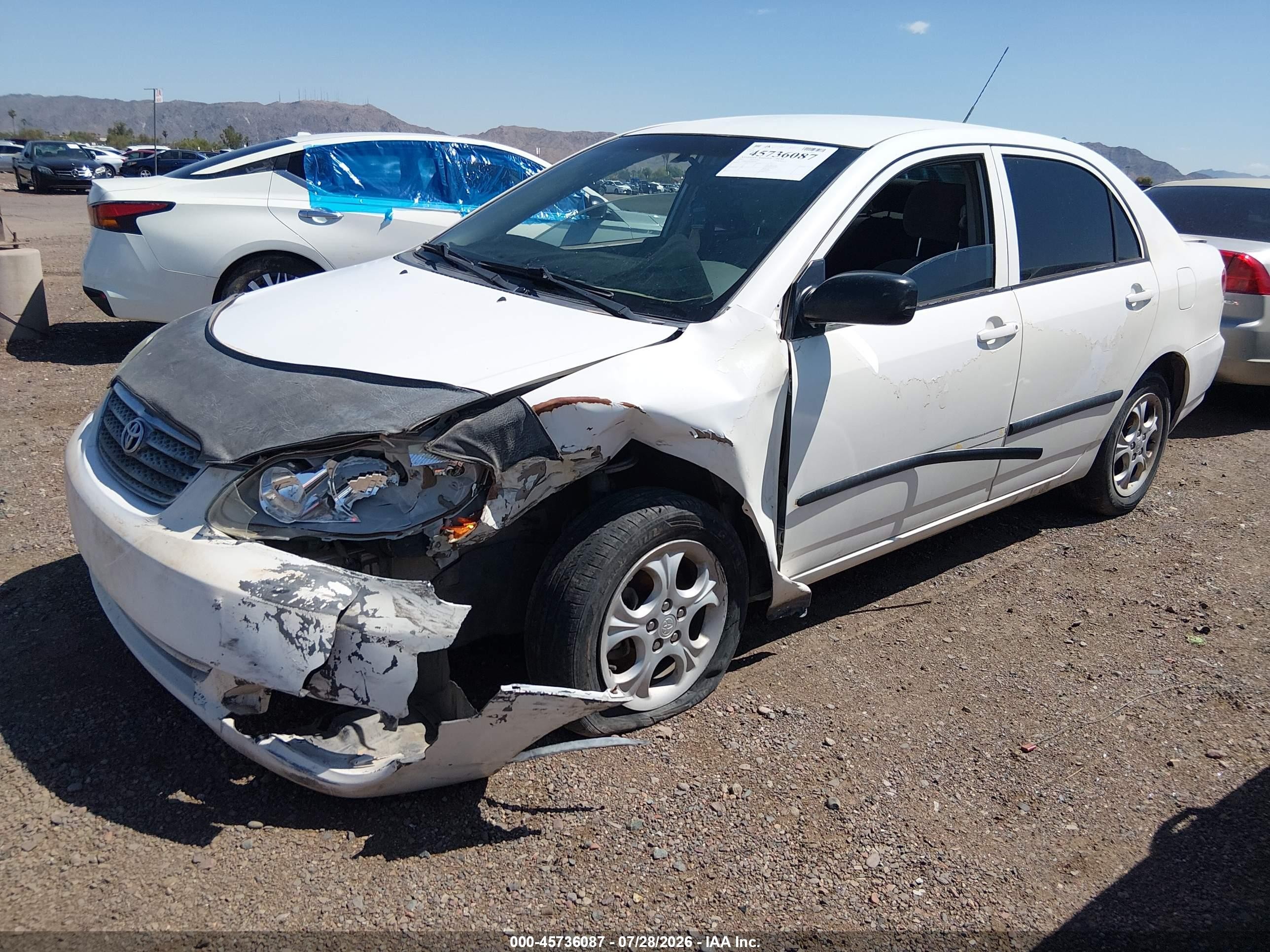 2005 Toyota Corolla Ce White vin: JTDBR32EX52067077