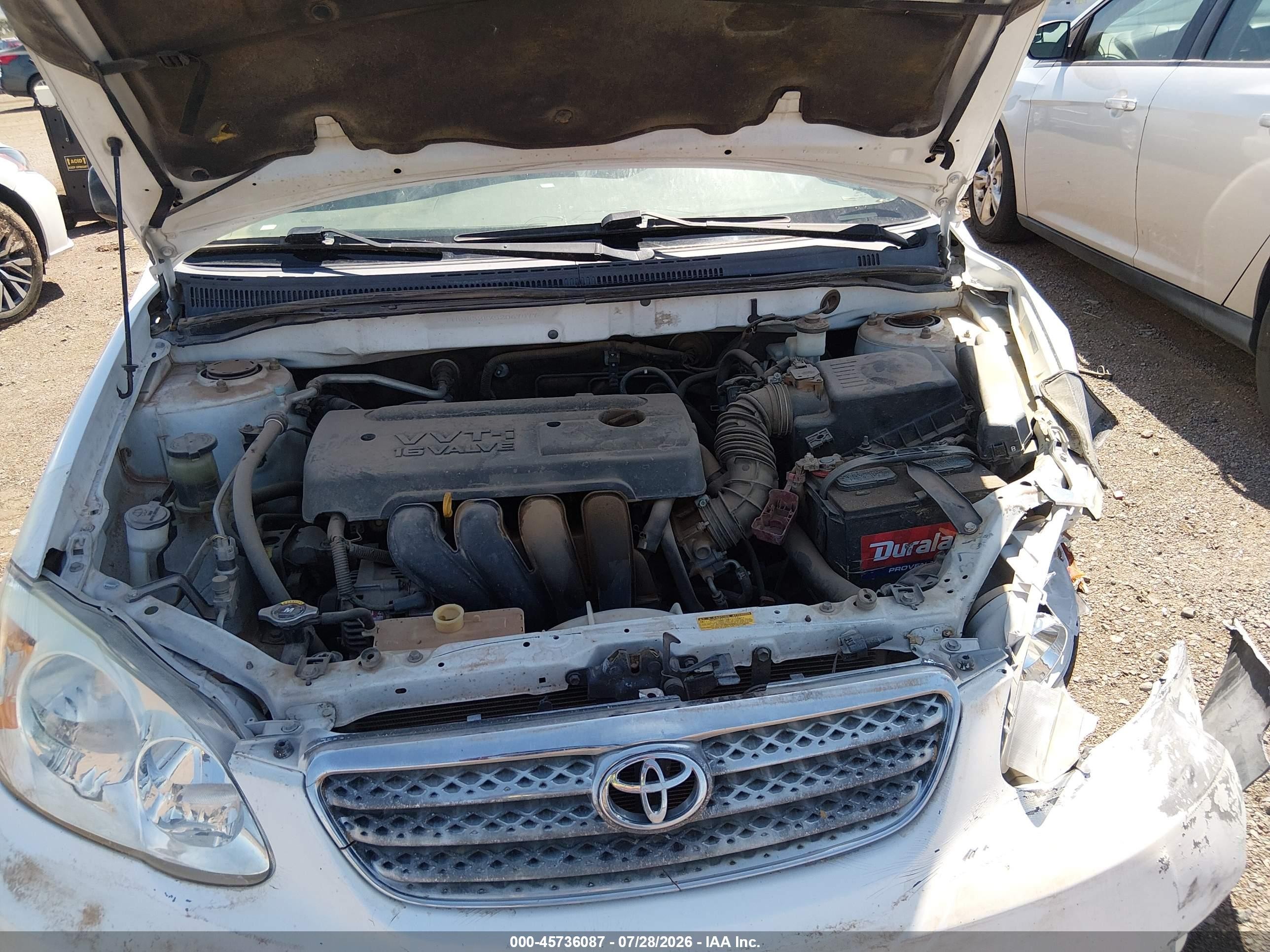 2005 Toyota Corolla Ce White vin: JTDBR32EX52067077