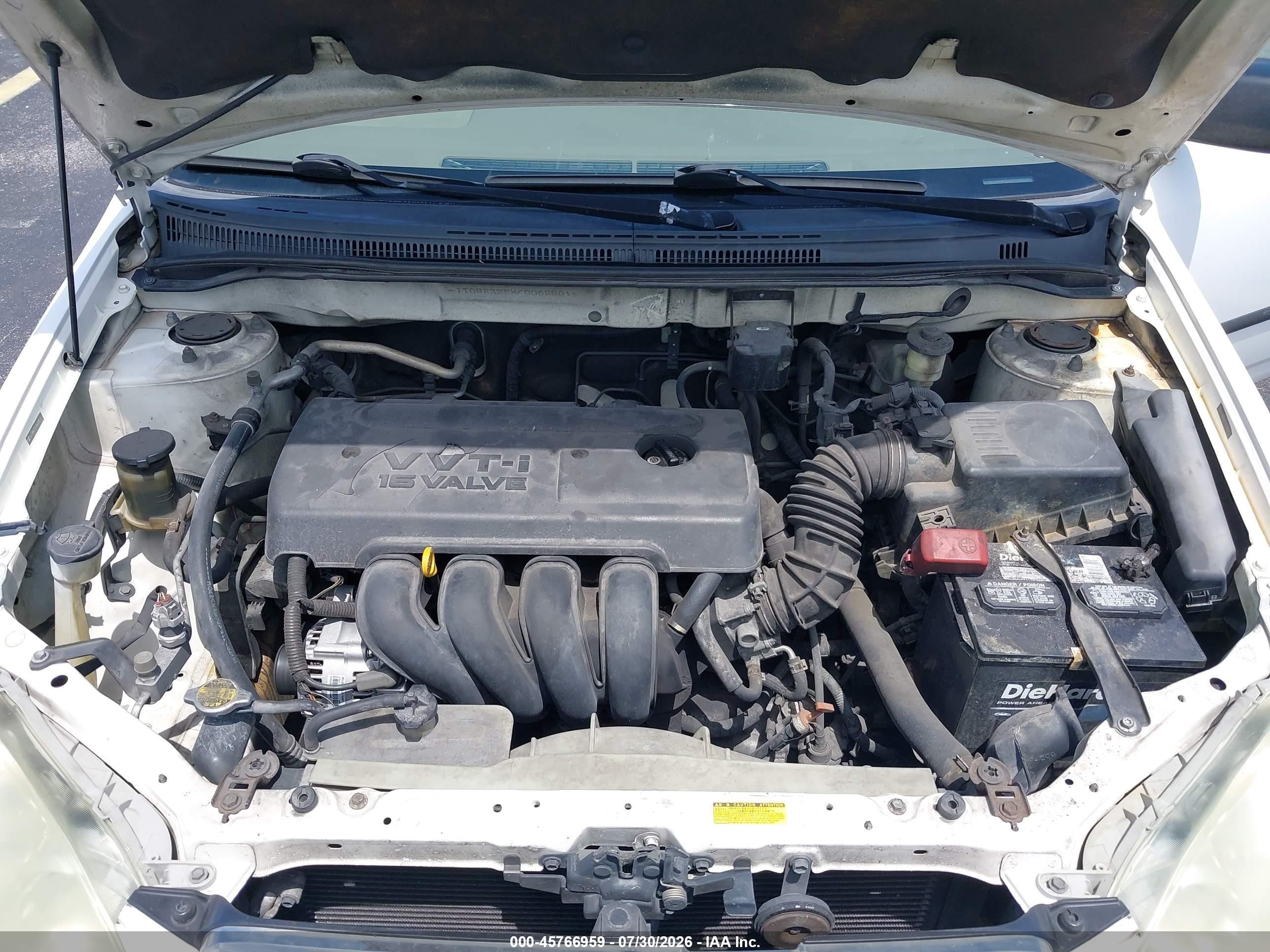 2006 Toyota Corolla Ce White vin: JTDBR32EX60082501