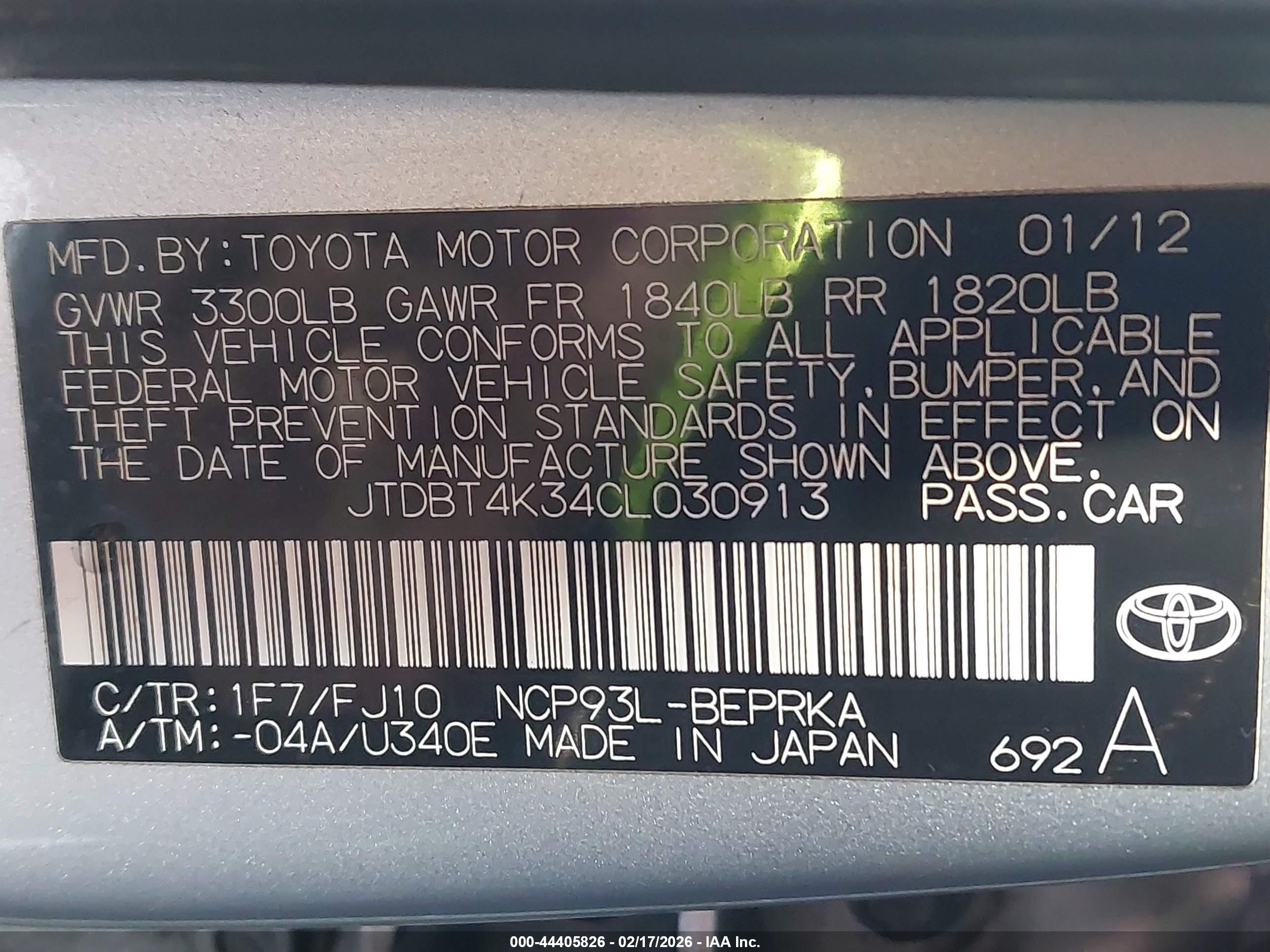 2012 Toyota Yaris   Silver vin: JTDBT4K34CL030913