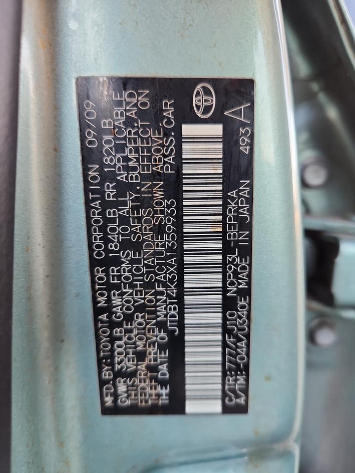 2010 Toyota Yaris Blue vin: JTDBT4K3XA1359933