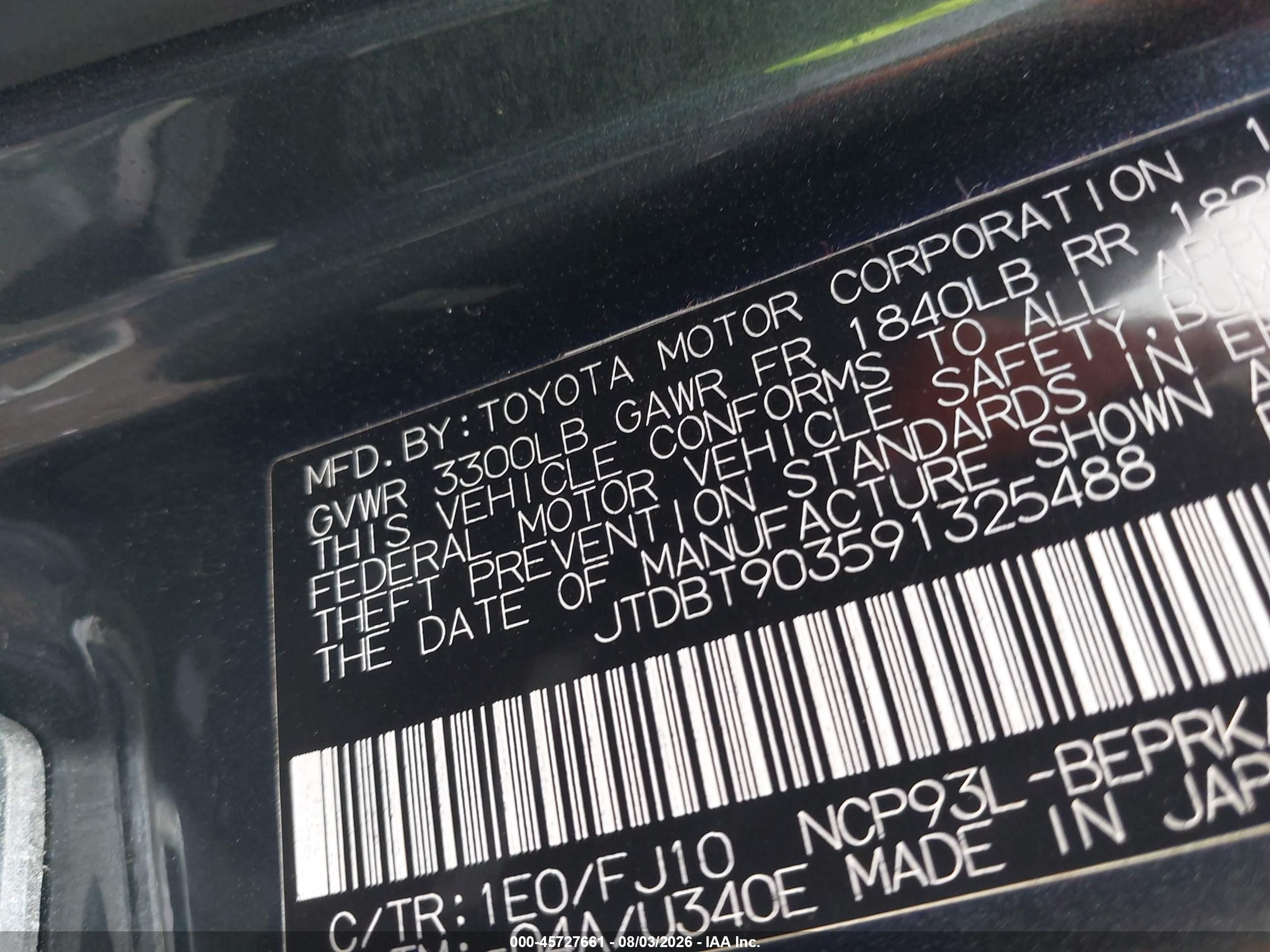 2009 Toyota Yaris   Gray vin: JTDBT903591325488