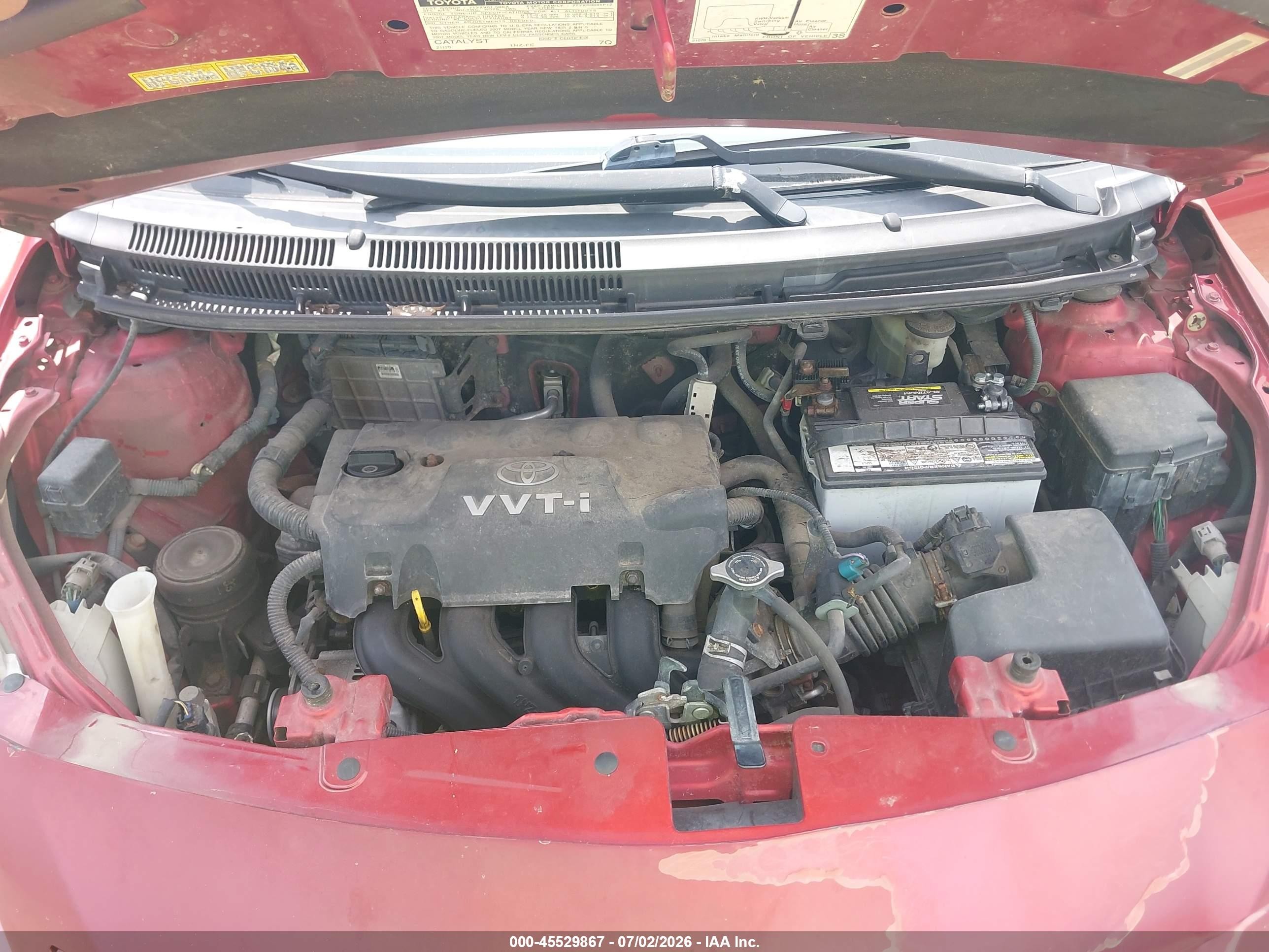 2007 Toyota Yaris   Красный vin: JTDBT923071158886