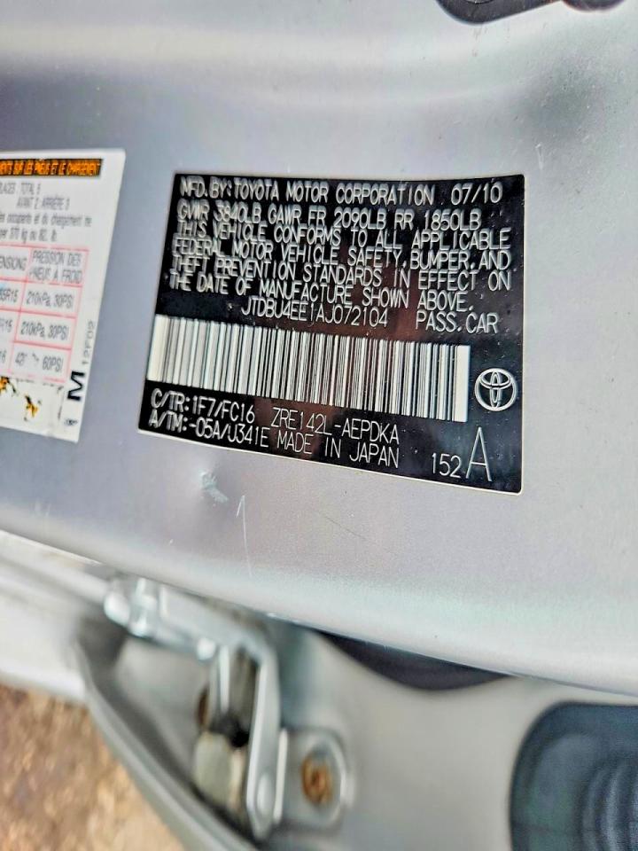 2010 Toyota Corolla Le Серебряный vin: JTDBU4EE1AJ072104