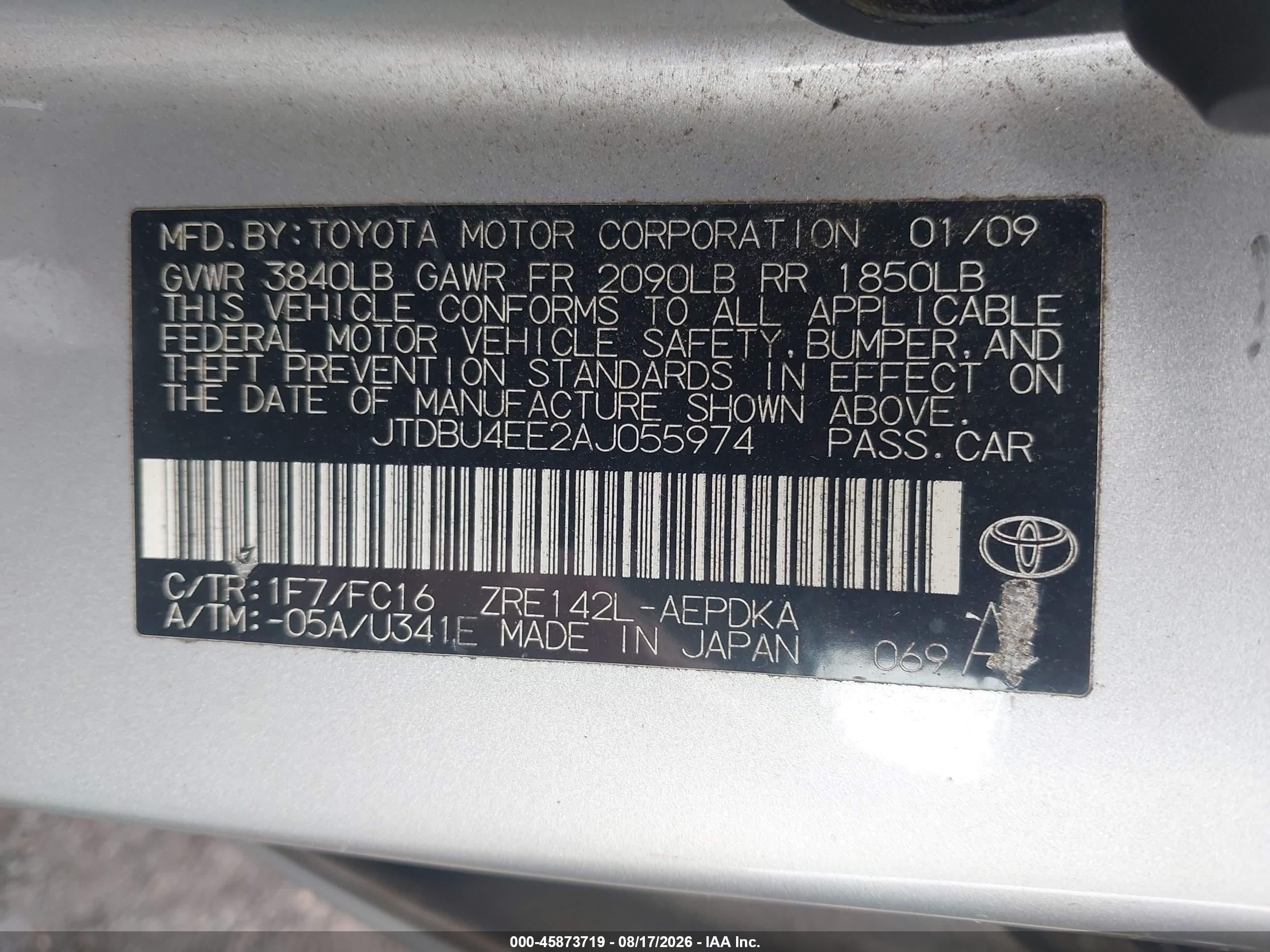 2010 Toyota Corolla Le Серебряный vin: JTDBU4EE2AJ055974
