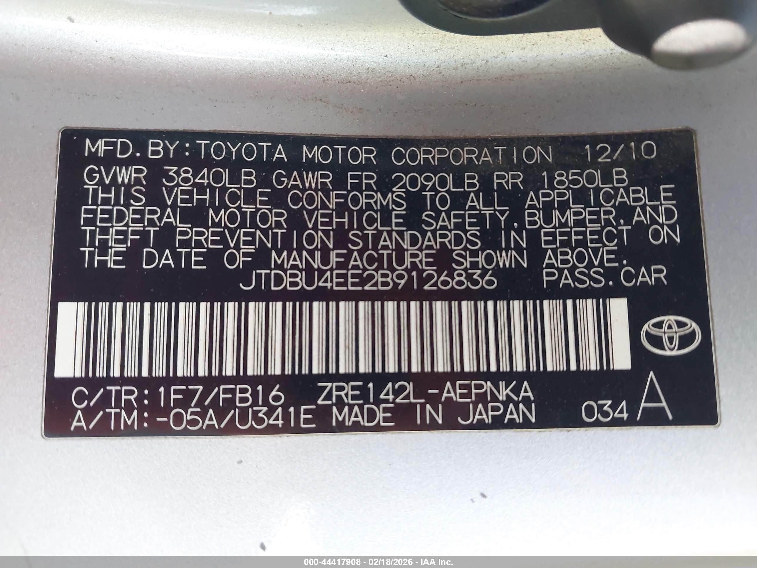 2011 Toyota Corolla Le Silver vin: JTDBU4EE2B9126836